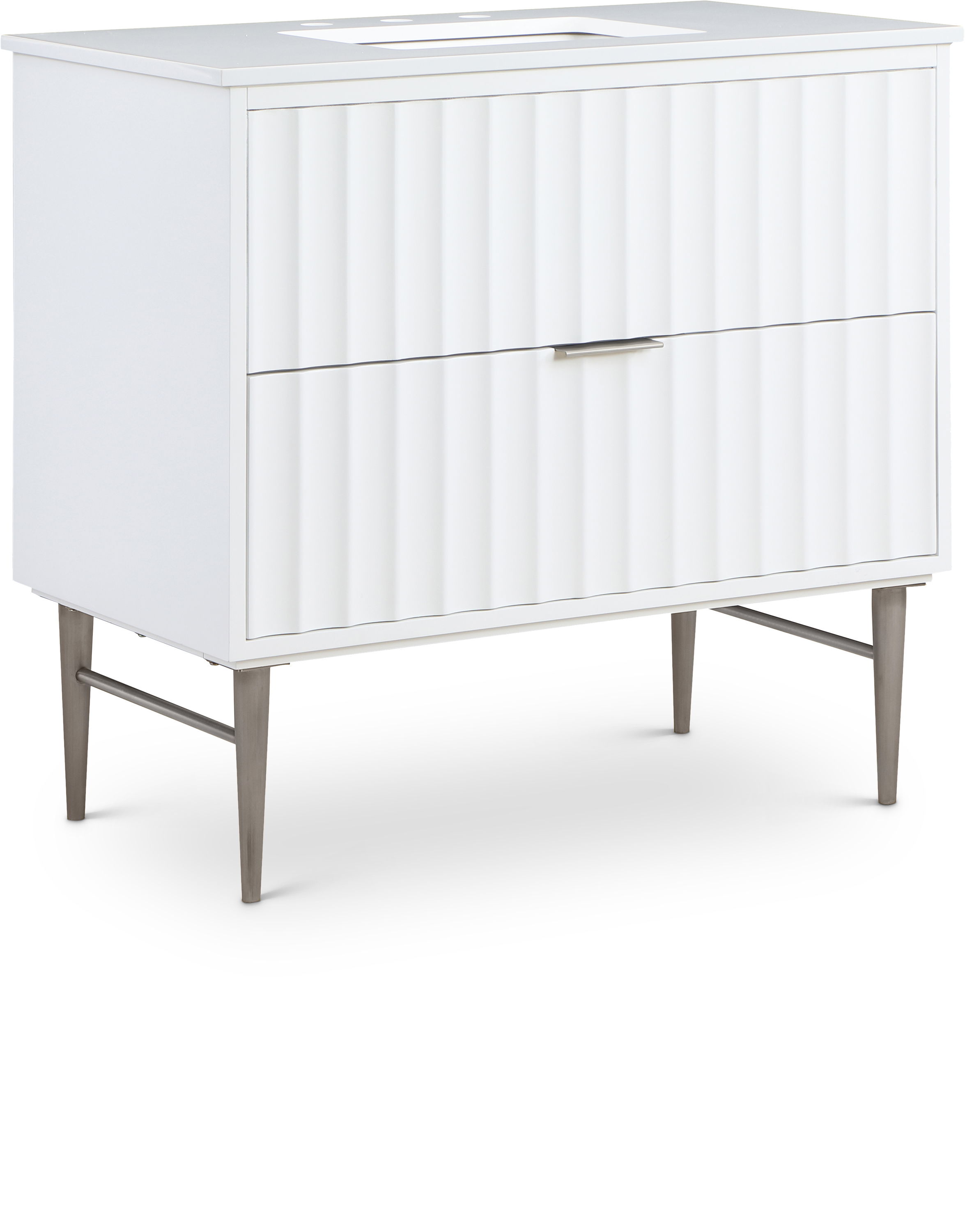 Modernist - 36" Bathroom Vanity With Chrome Legs - White