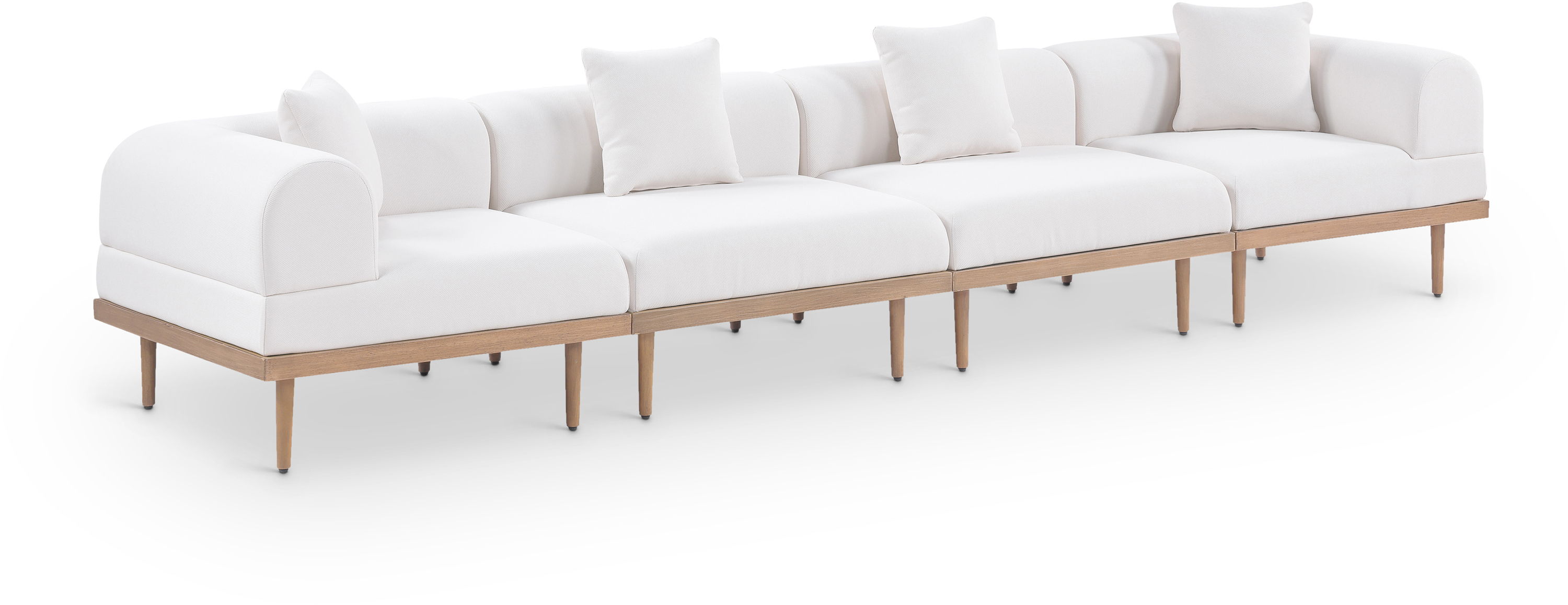 4 Pc · Resilient Water Resistant Fabric 142" Upholstered Outdoor Patio Modular Sofa
