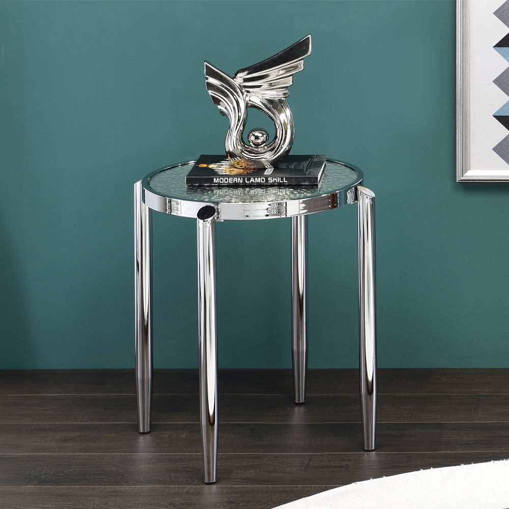 Abbe - End Table - Glass & Chrome Image