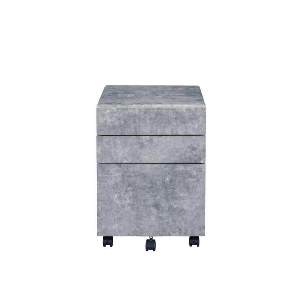 Jurgen - File Cabinet - Faux Concrete & Silver, gray, view 2