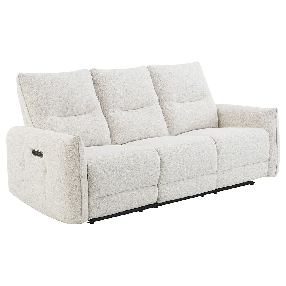 Lalisa - Power Motion Sofa With USB Port - Cream Chenille, white, view 2