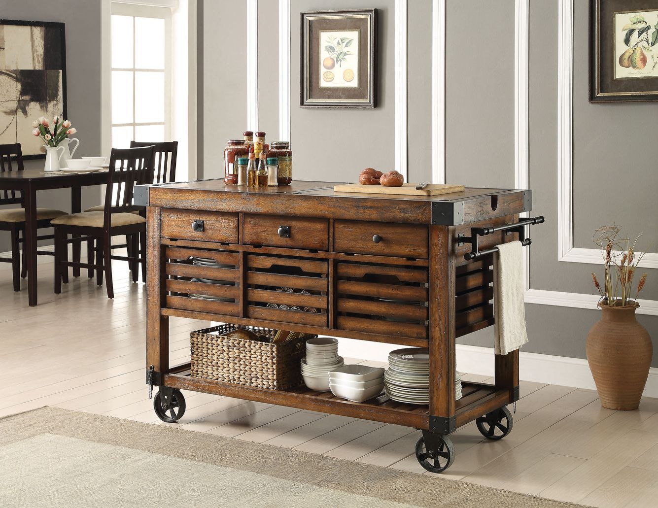 Kaif - Kitchen Cart - Distressed Chestnut Image