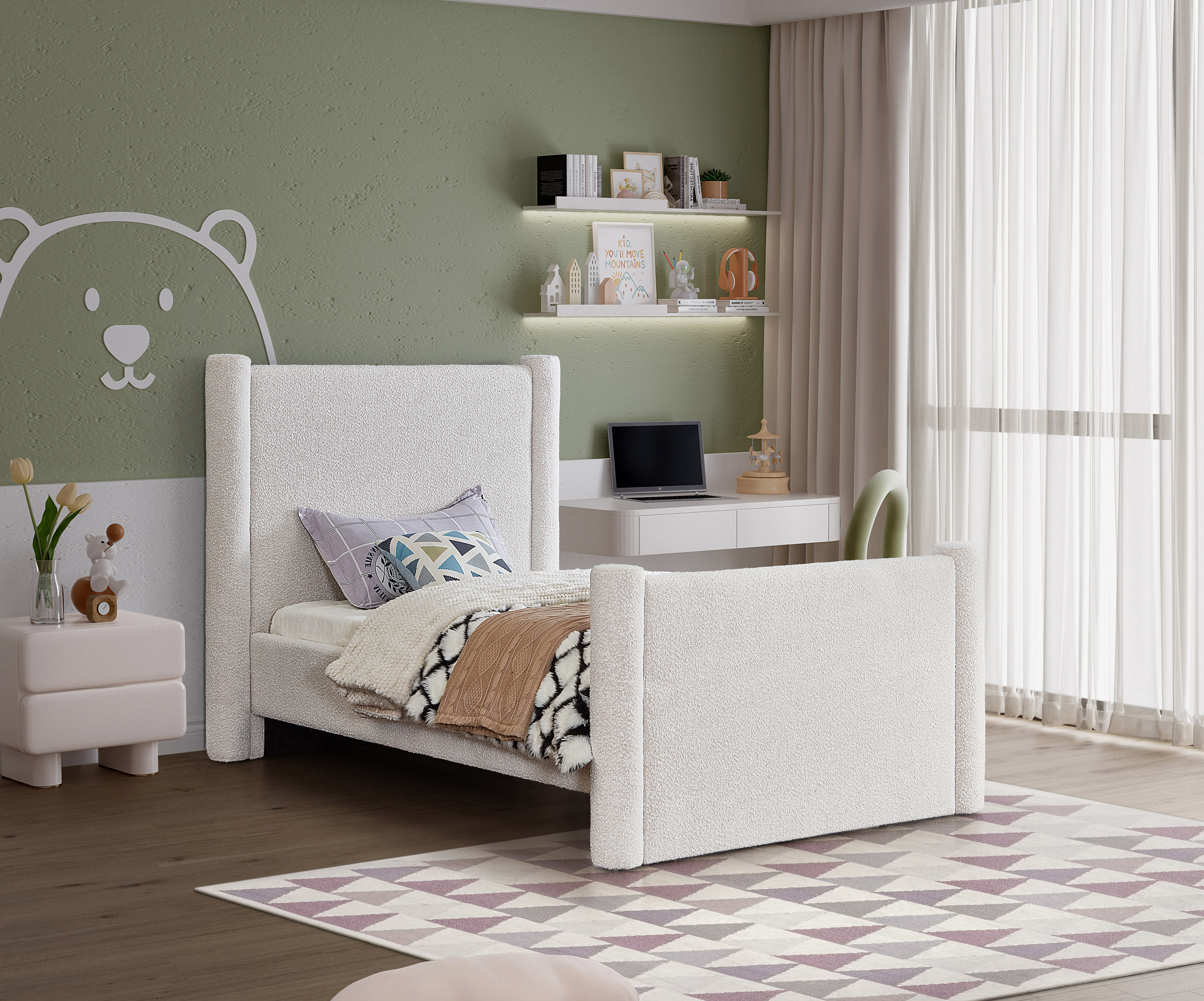 Elias - Boucle Twin Bed - Cream
