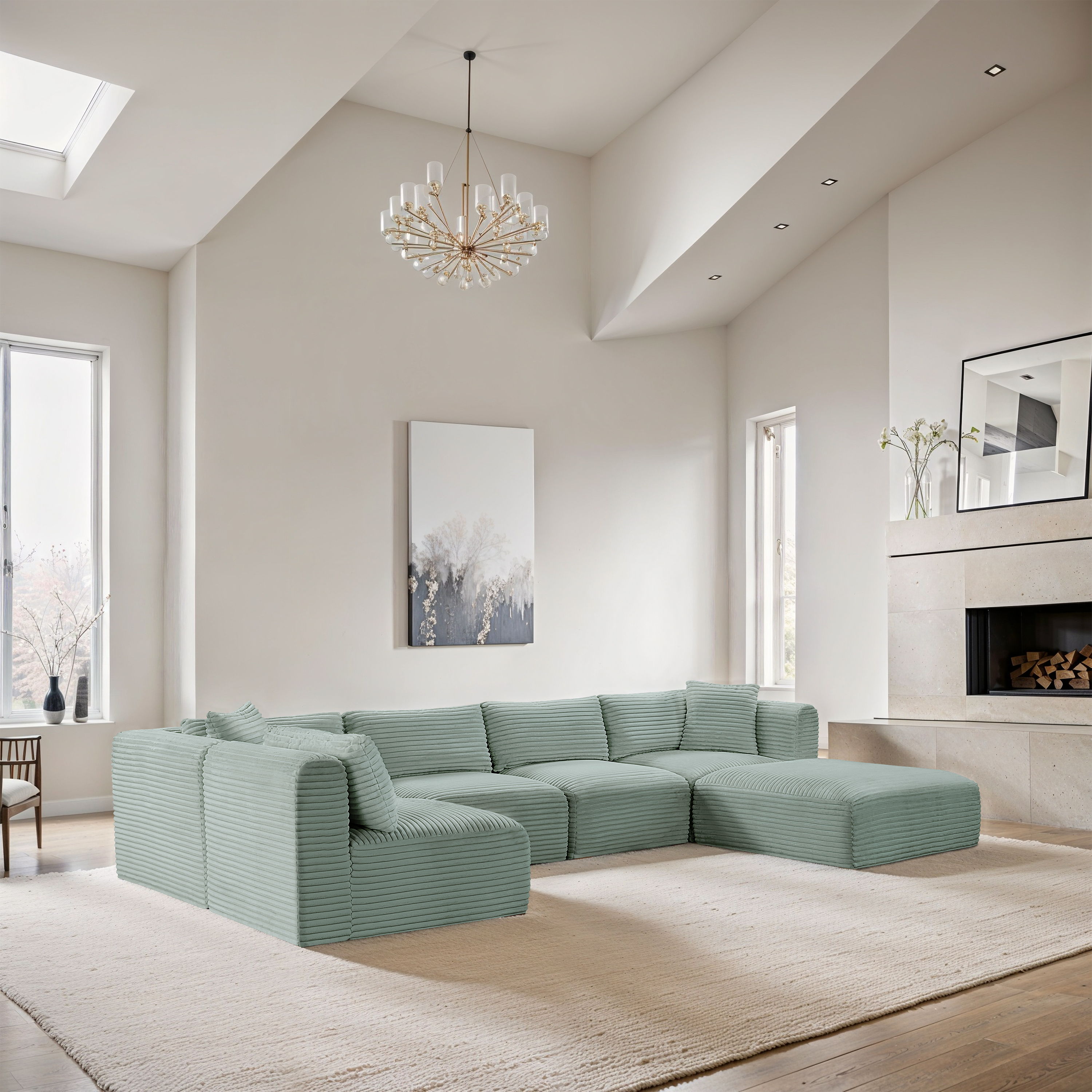 Shaggy - 6 Piece Modular U-Shaped Sectional - Mint