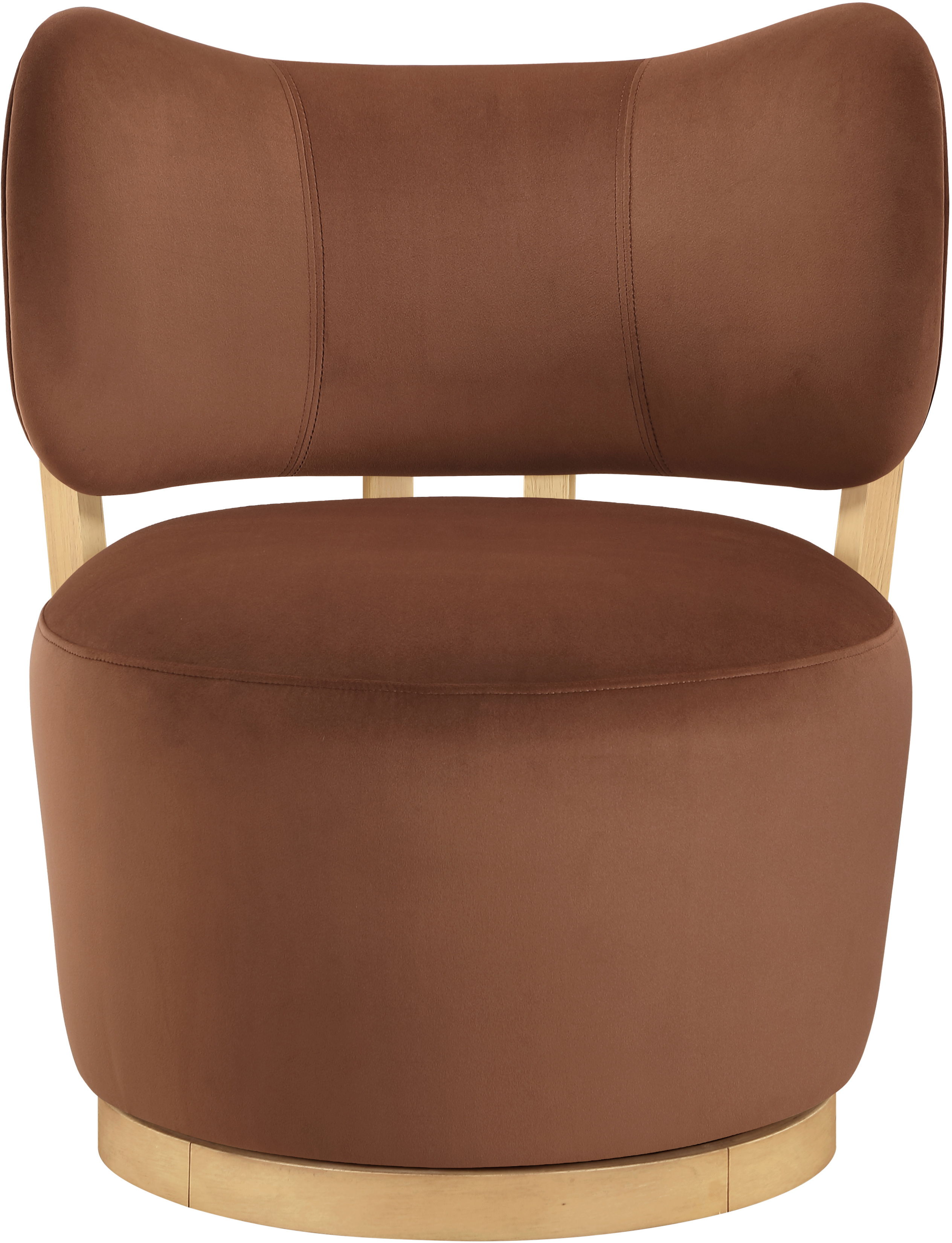 Elara - Velvet Upholstered Swivel Accent Chair - Cognac
