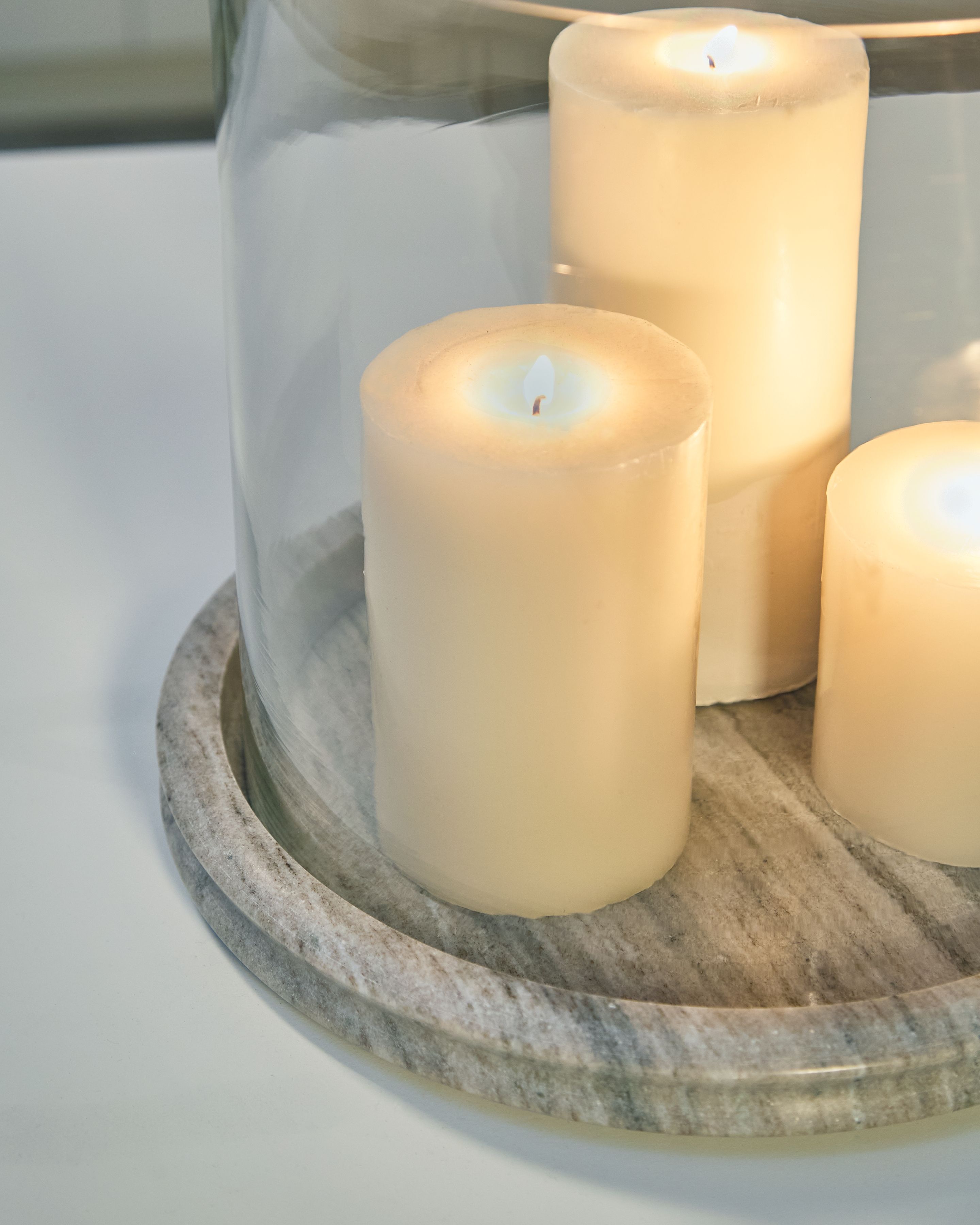 Saskia - Candle Holder - Clear / Beige