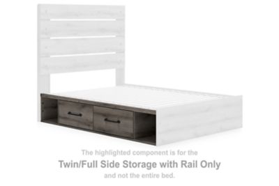 Graystorm – Twin/Full Side Storage with Rail – Brown Gray