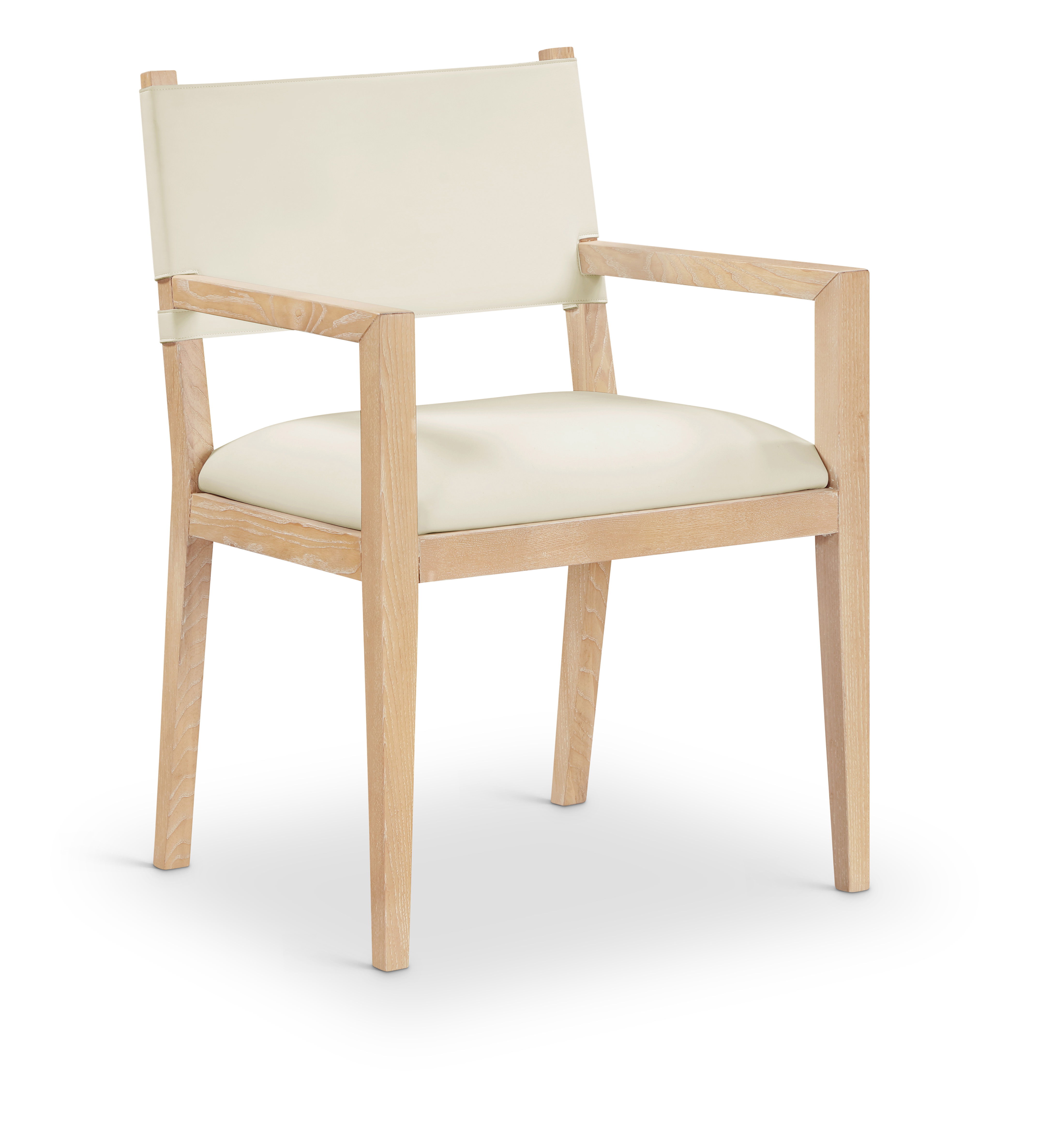 Avon - Vegan Leather Dining Arm Chair - Cream