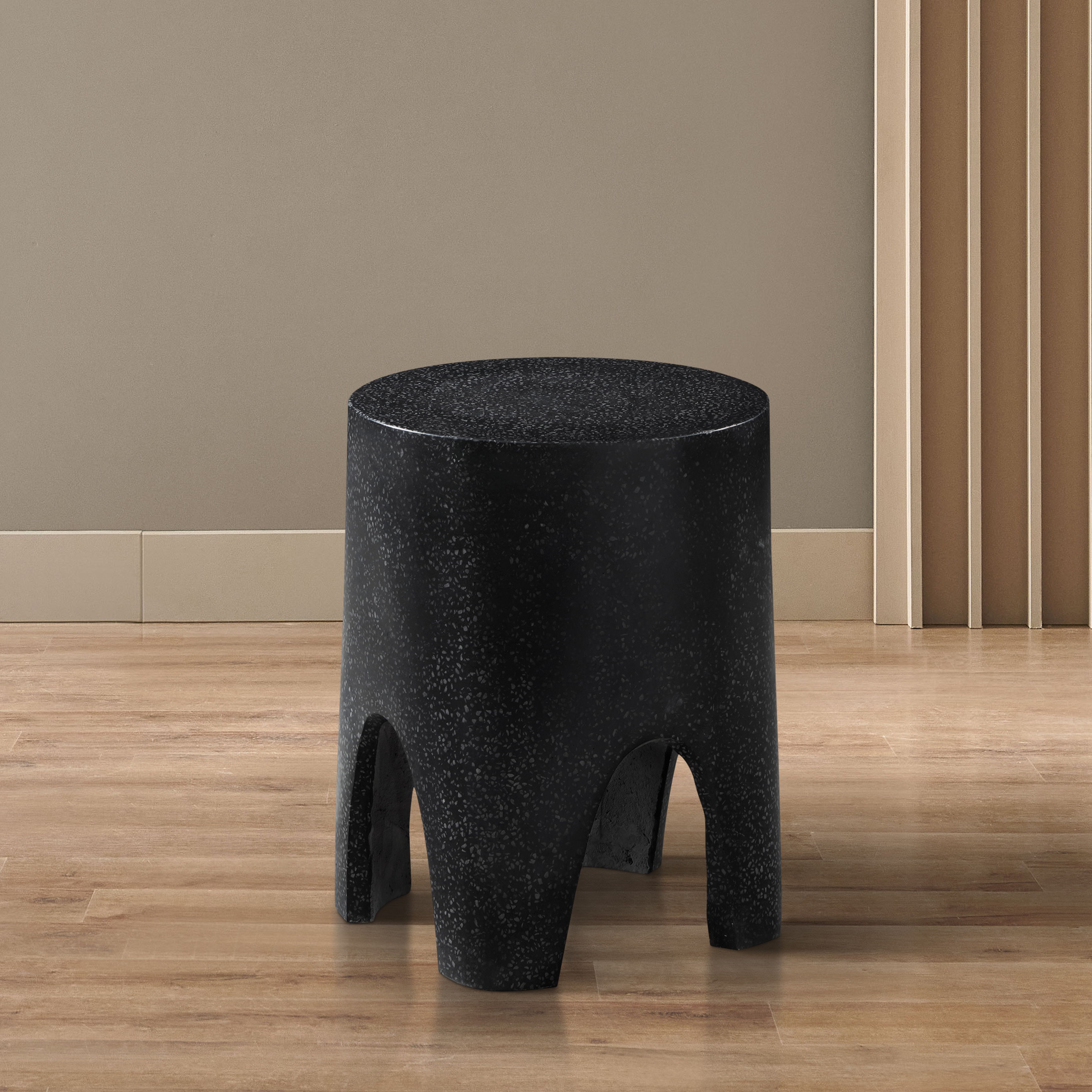 Foligno - Marble Finish Concrete End Table - Black