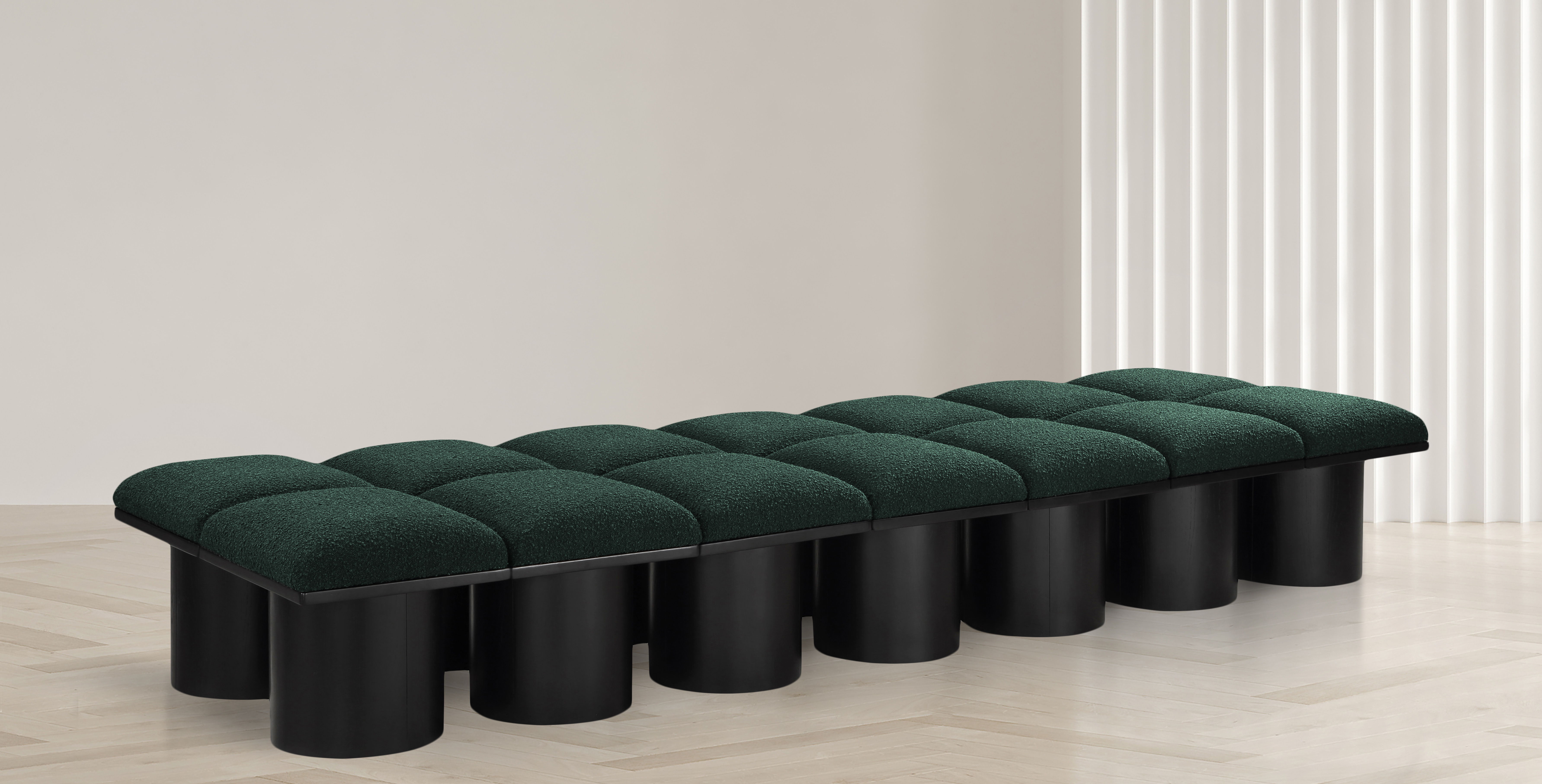 Pavilion - 108.5" 14 Piece Modular Bench With Black Base - Green