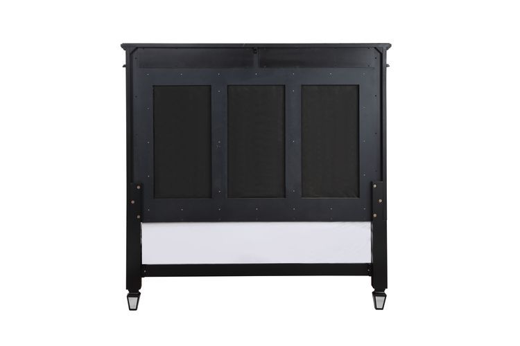 Varian II - Queen Bed - Mirrored, Dark Navy Blue Velvet & Black & Sliver, black, view 4