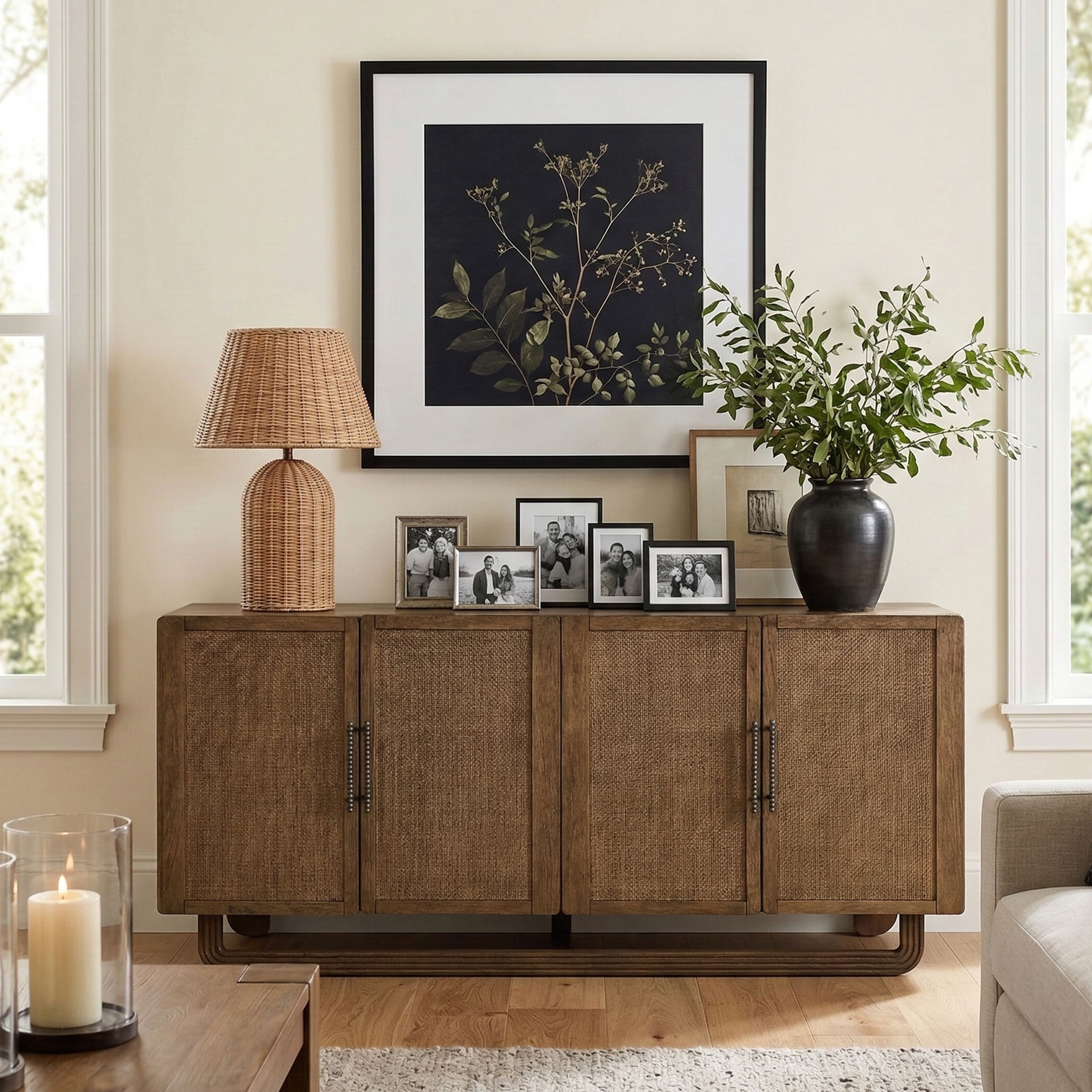 Sova - Solid Wood, Oak Veneer And Stainless Steel Sideboard/Buffet - Brown