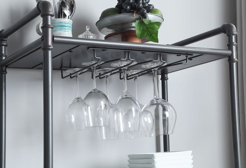 Brantley - Wine Rack - Antique Oak & Sandy Gray, dark gray