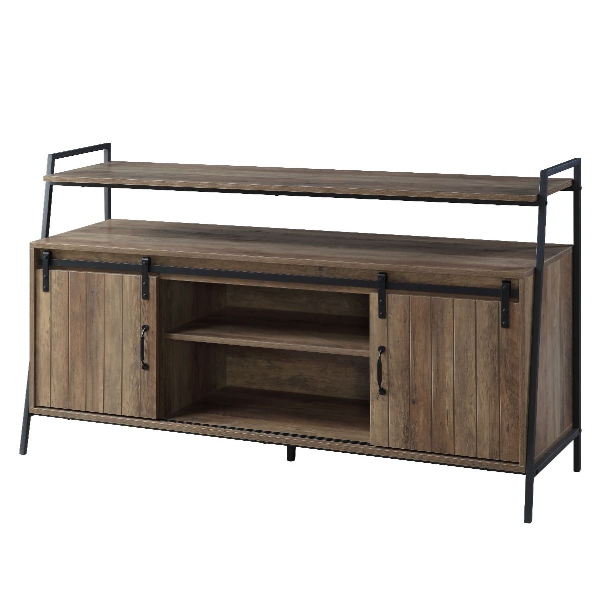 Rashawn - TV Stand - Rustic Oak & Black, dark brown, view 2