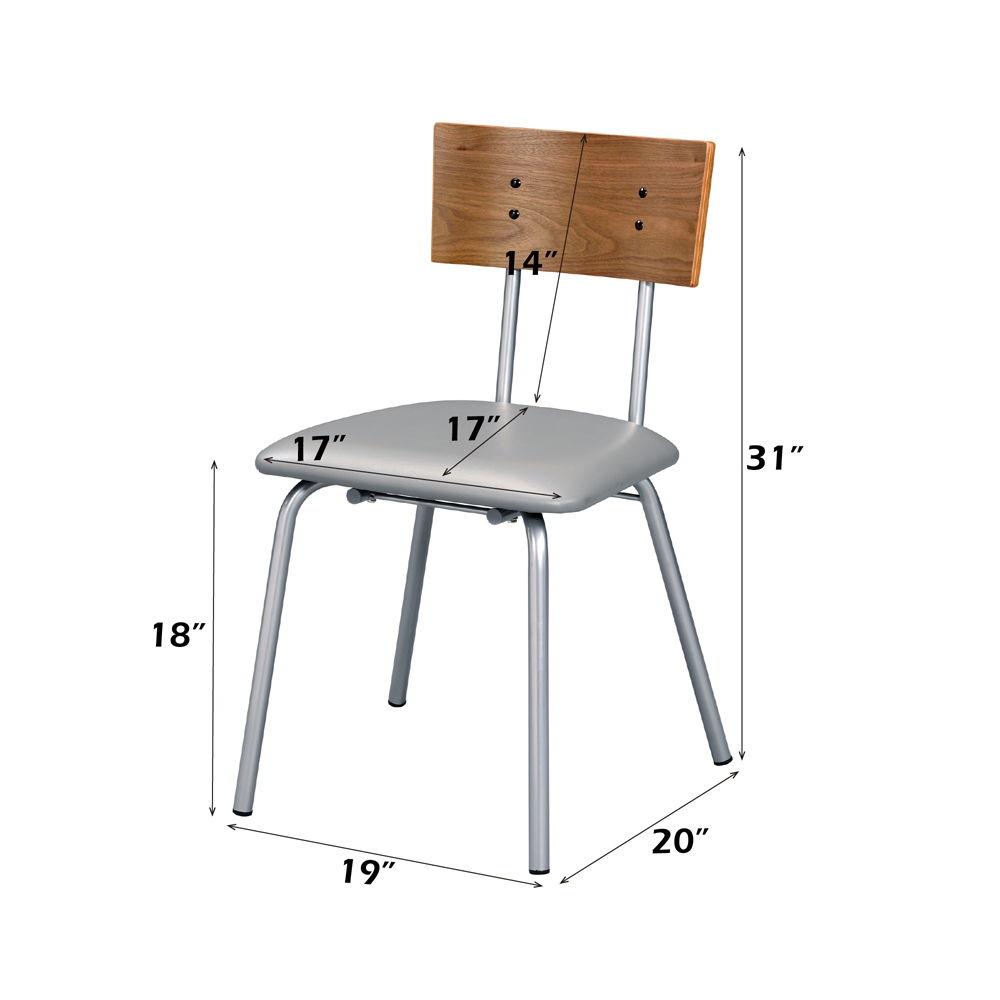 Jurgen - Side Chair (Set of 2) - Gray Synthetic Leather, Oak & Silver, silver, view 4