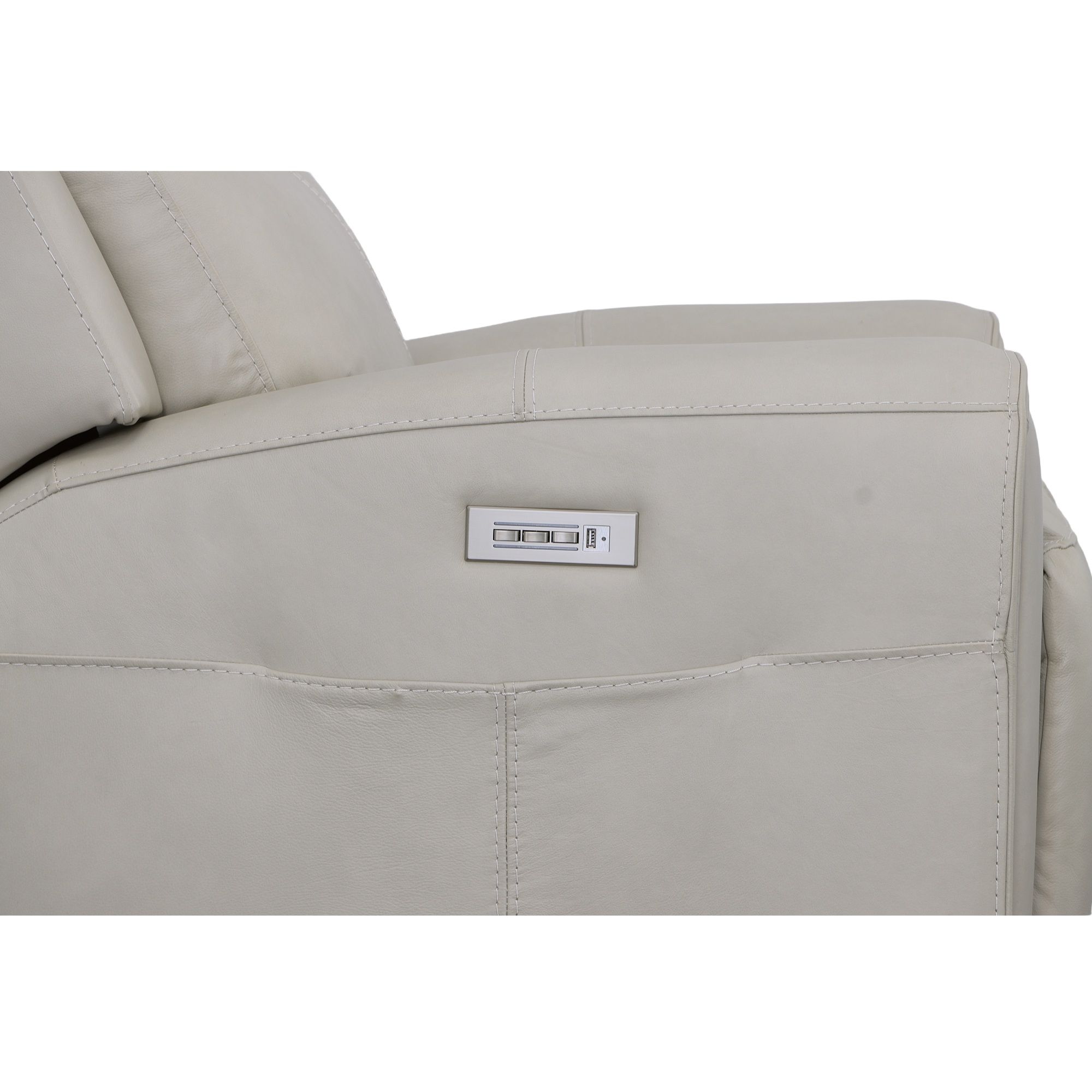 Barnett - Power Recliner With Power Headrest & Lumbar - Timber, light gray, view 5