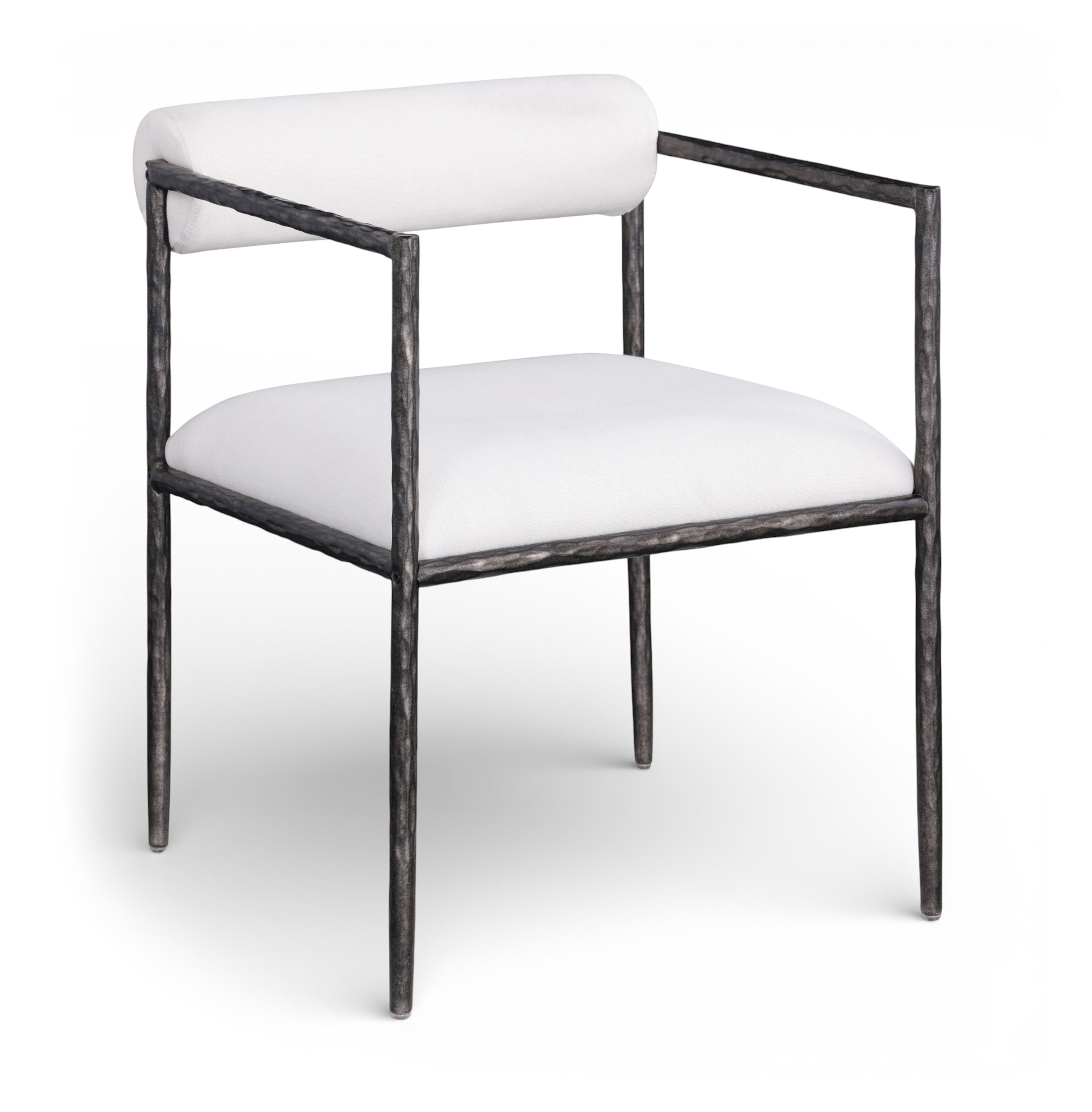 Axis - Linen Textured Fabric Upholstered Dining Chair (Set of 2) - Cream / Powder Coated Antique Black
