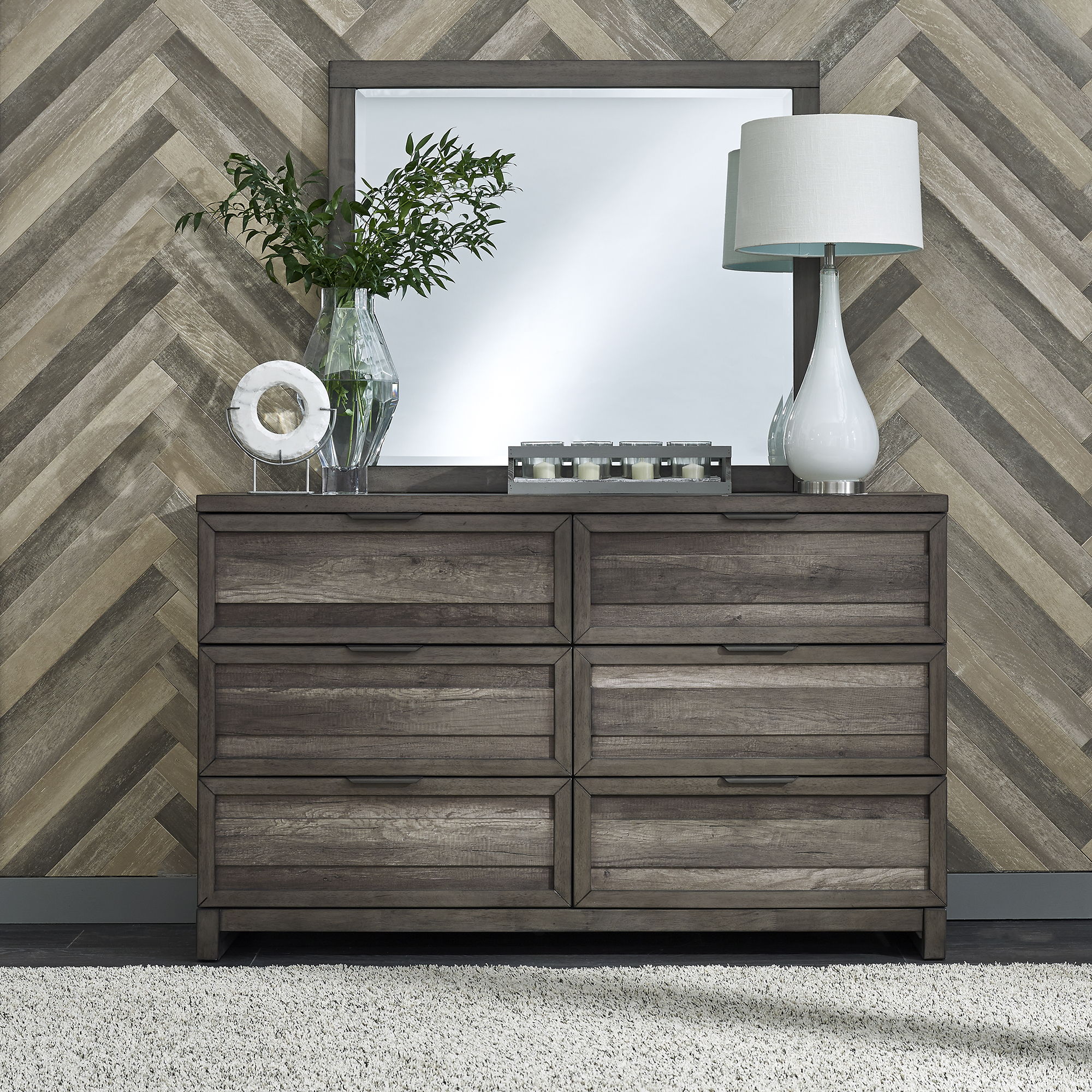 Liberty Furniture Tanners Creek - Dresser & Mirror - Dark Gray