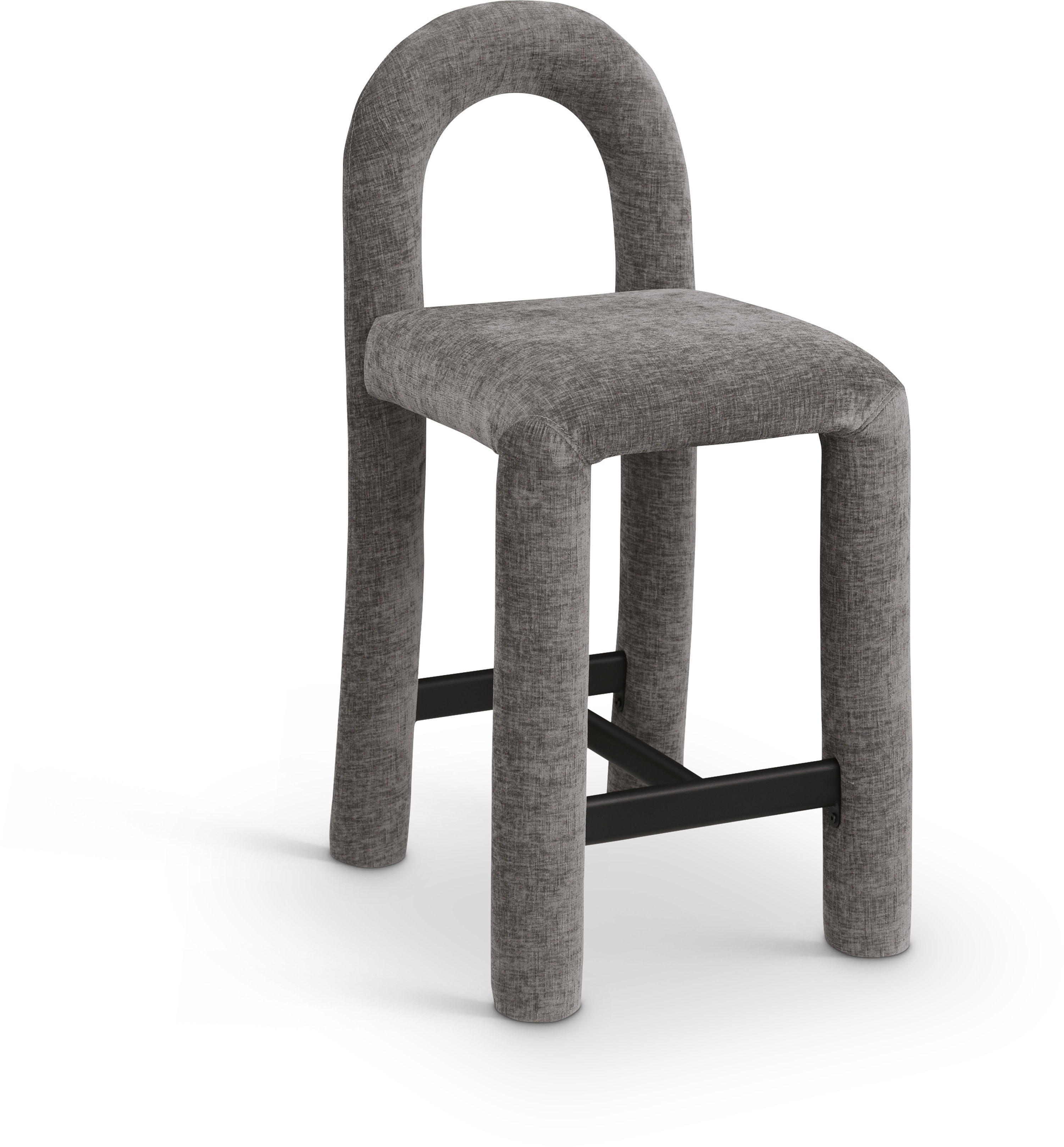 Amari - Chenille Fabric Stool - Gray