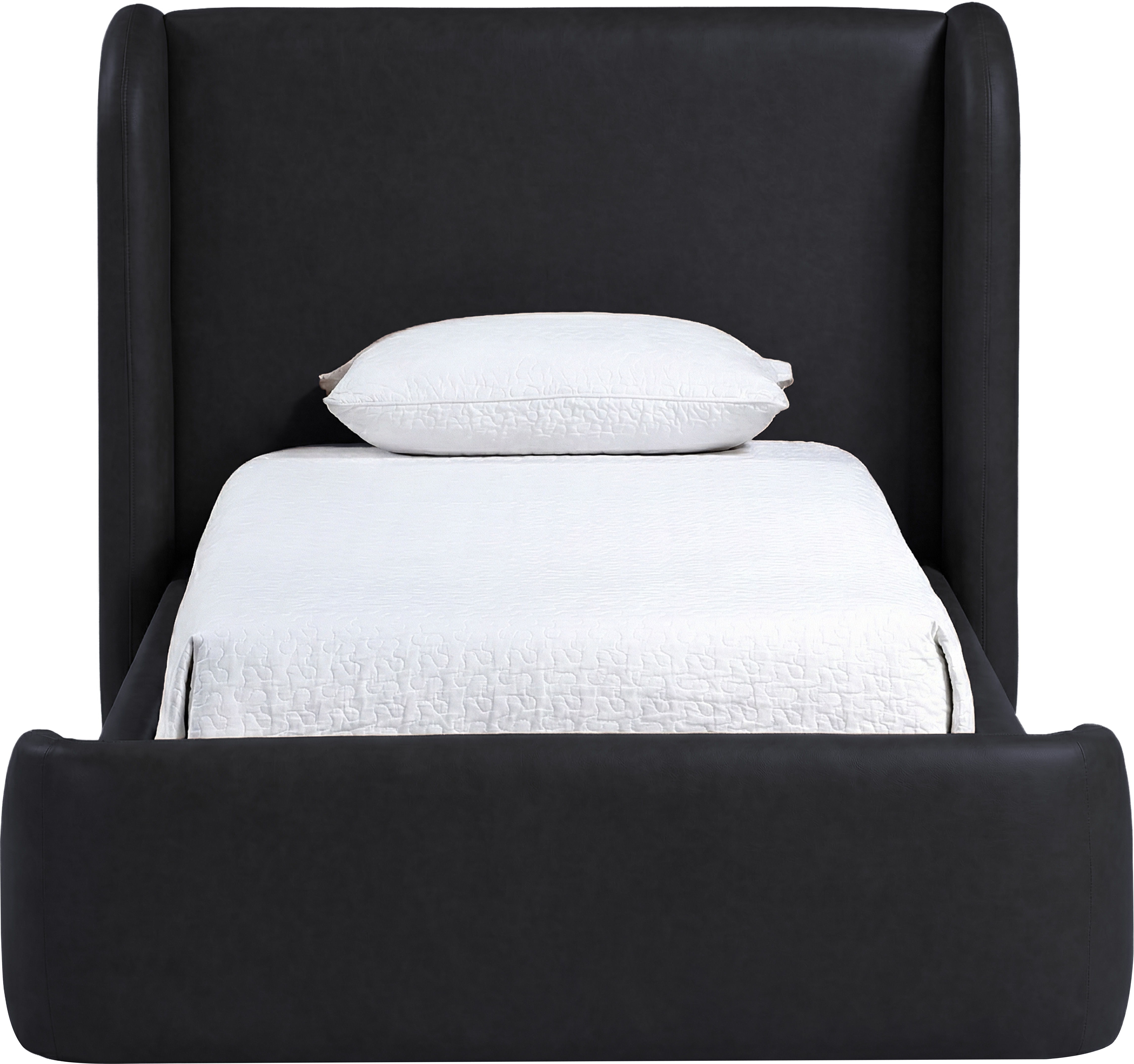 Warby - Vegan Leather Upholstered Twin Bed - Black