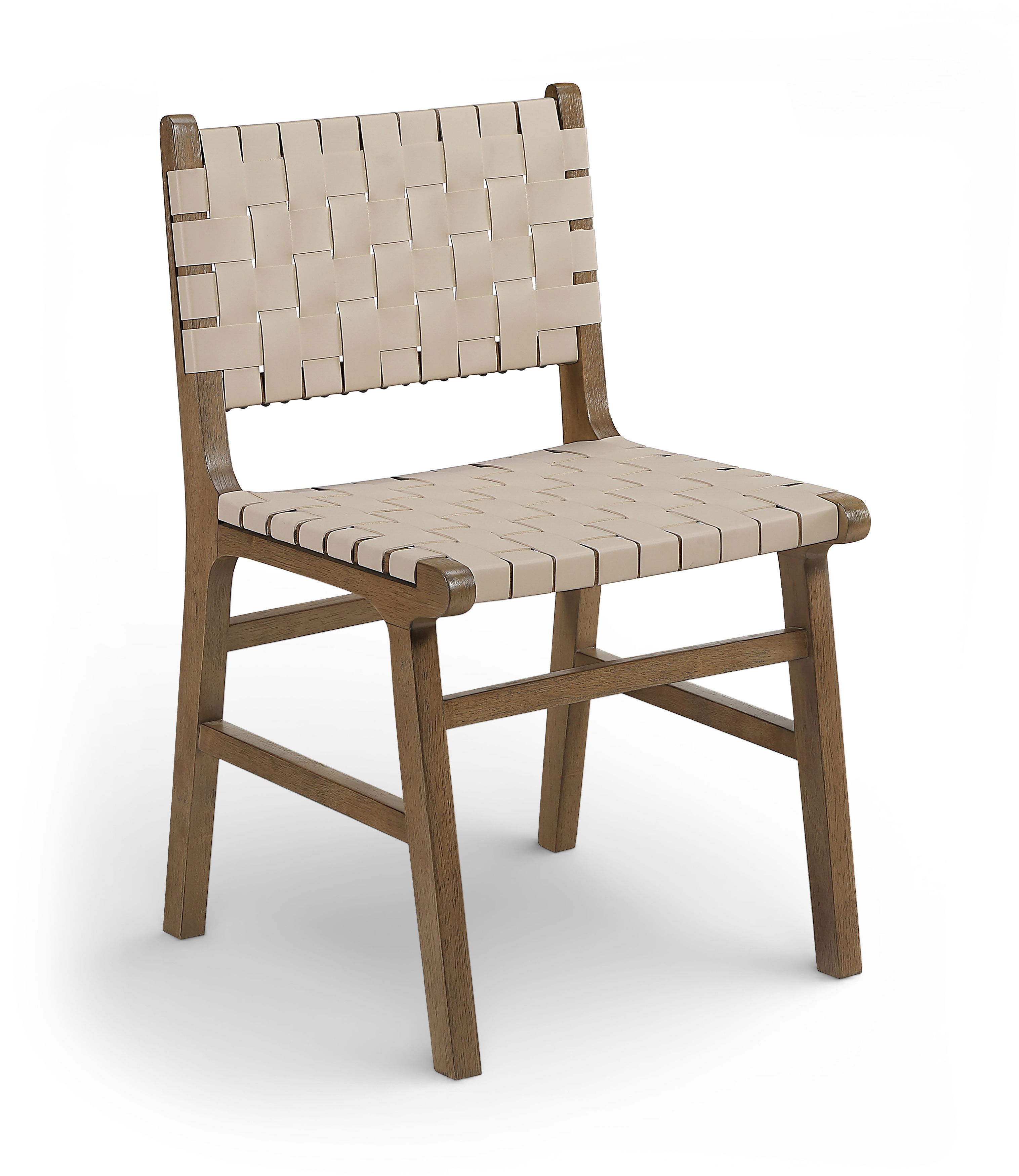 Entwine - Vegan Leather Upholstered Dining Chair - Beige / Painted Brown