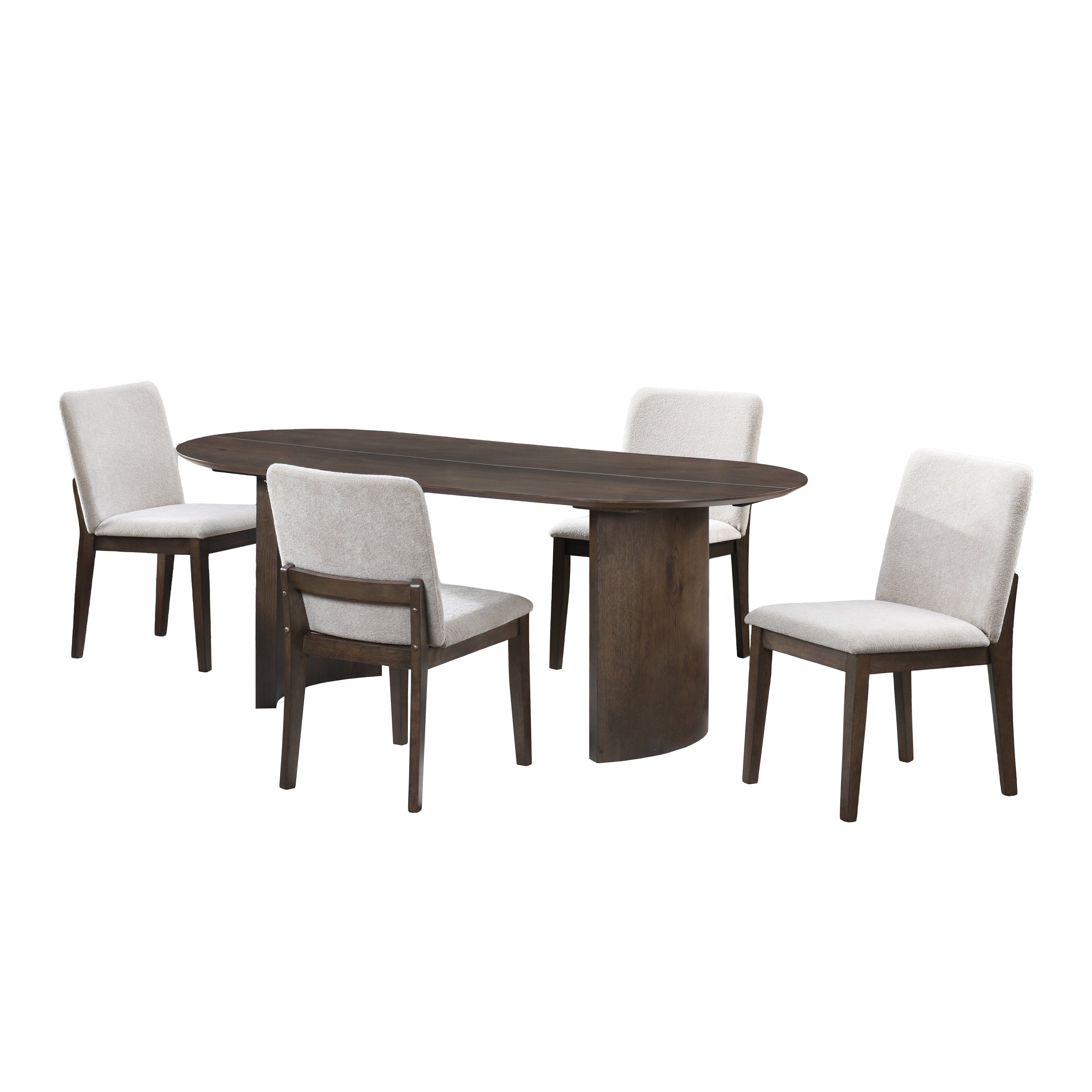 Kody - 79" Oval Fixed-Top Dining Table With 4 Chairs - Brown / Cream