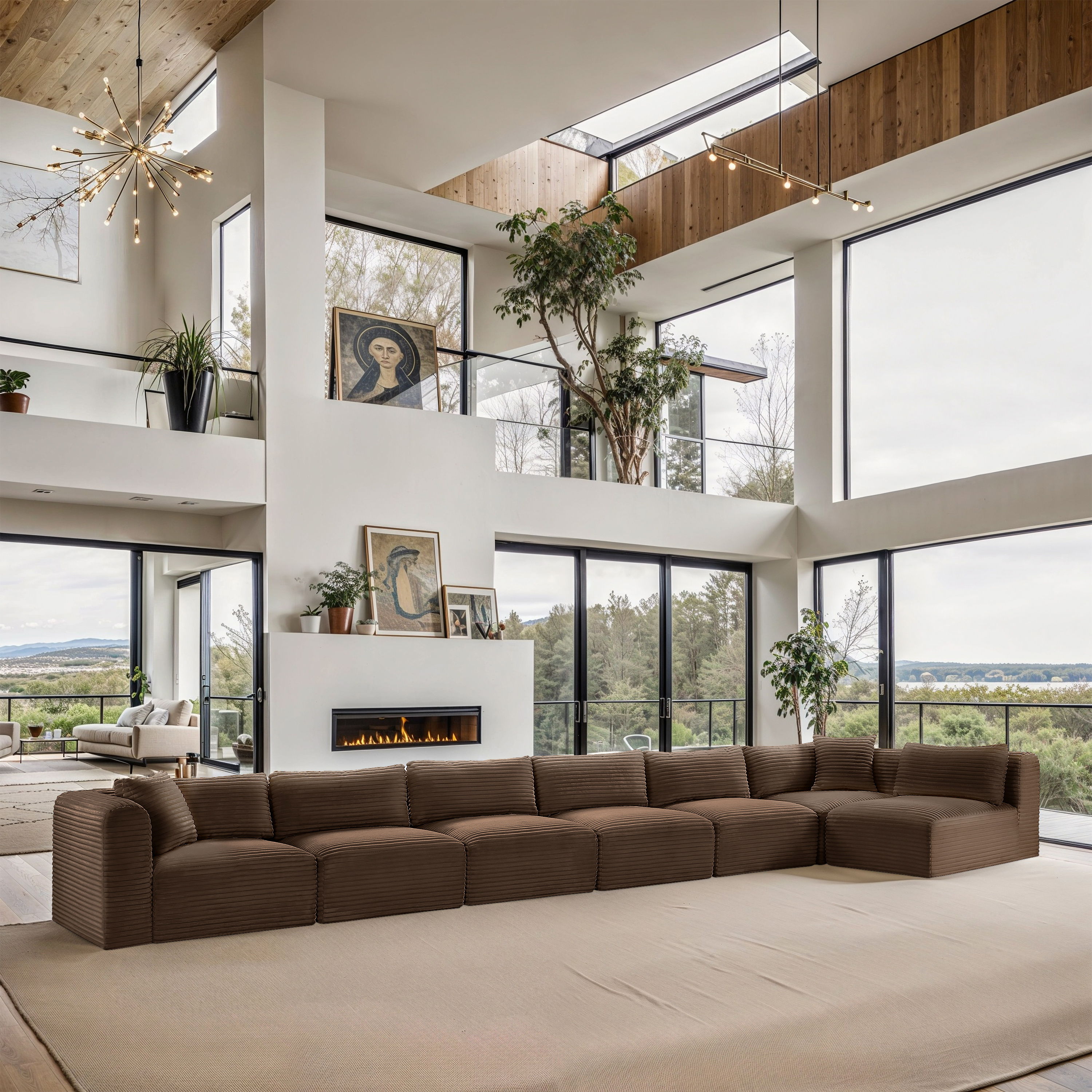 Shaggy - 7 Piece Modular Sectional - Brown