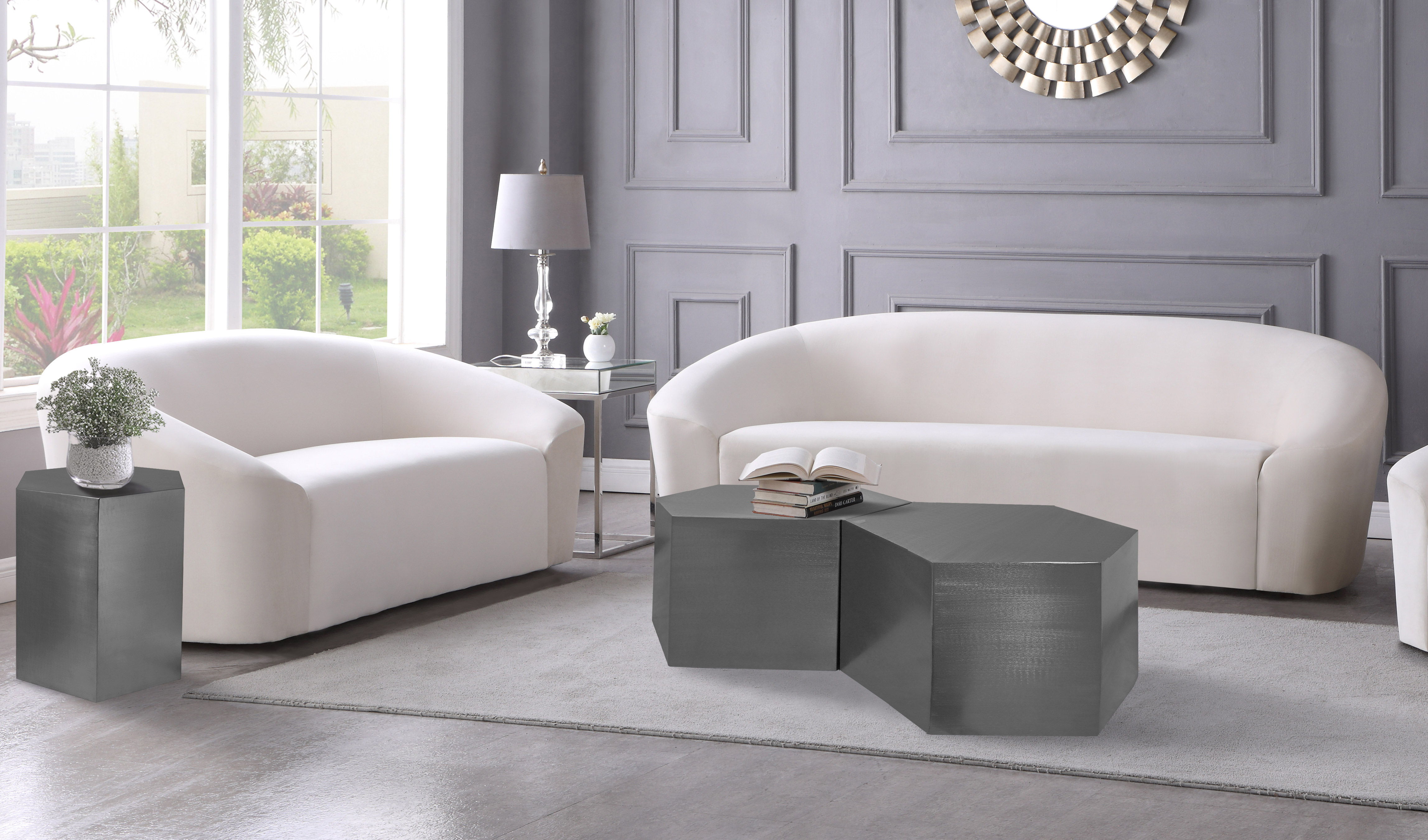 Hexagon - Coffee Table Modular Shape 2 Piece - Pearl Silver