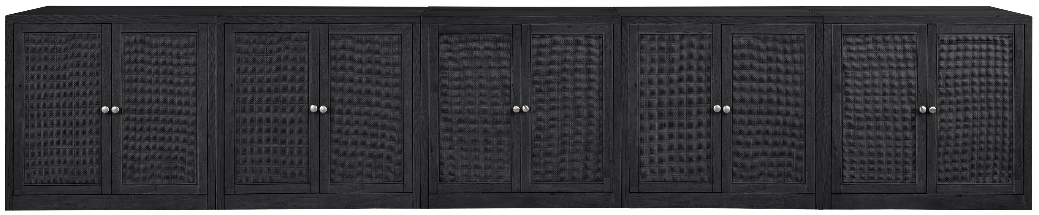 Vero - Solid Wood And Oak Veneer 5 Piece Sideboard/Buffet - Black