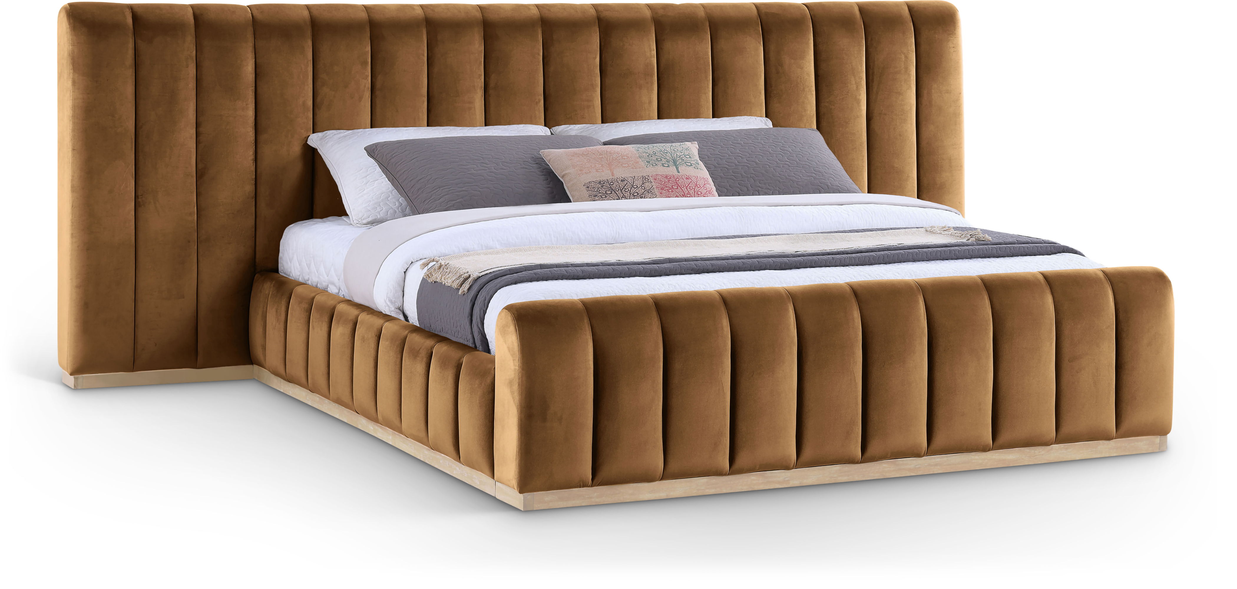 Amara - Velvet Upholstered King Bed - Saddle