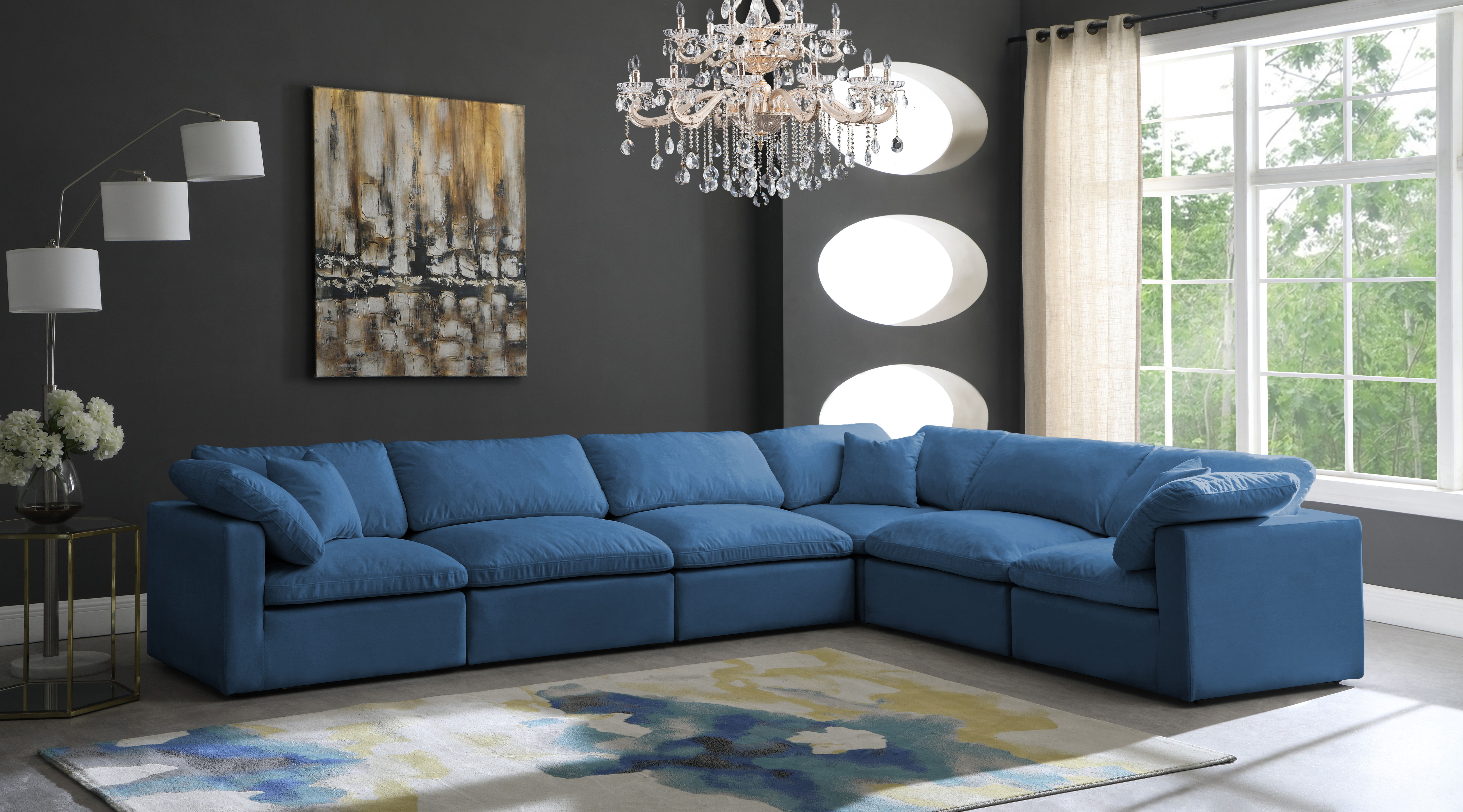 Plush - 6 Piece Modular Corner Sectional - Navy