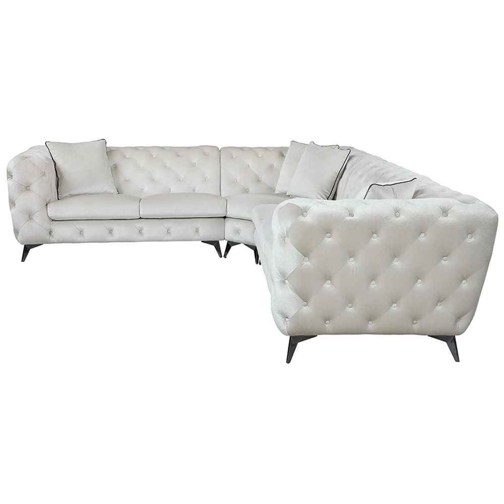 Atronia - Sectional Sofa With 4 Pillows - Beige Fabric, beige, view 3