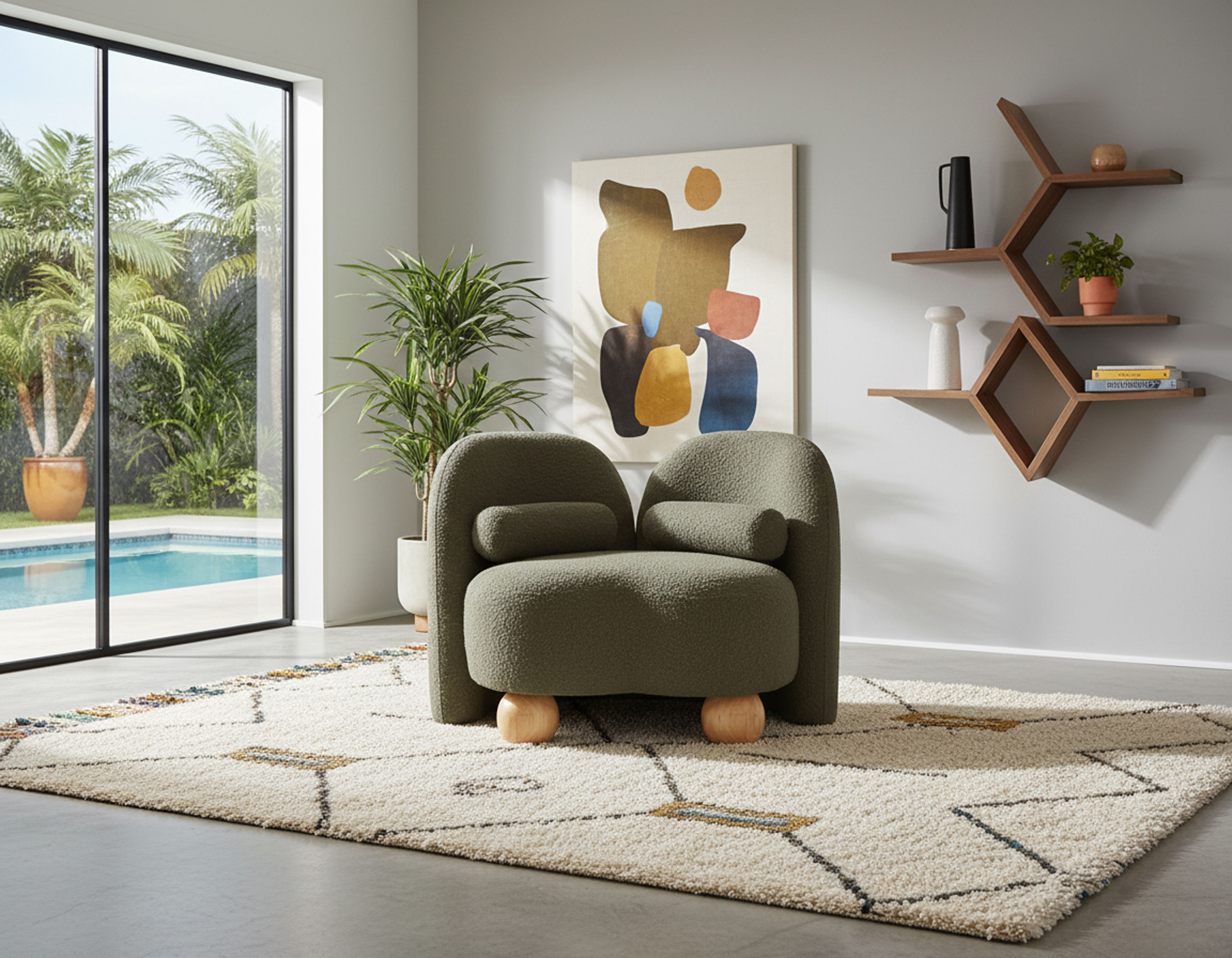 Daphne - Boucle Chair - Olive
