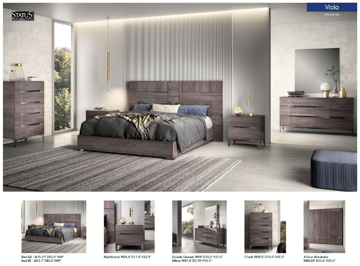 Viola - King Size Bed - Purple Elm
