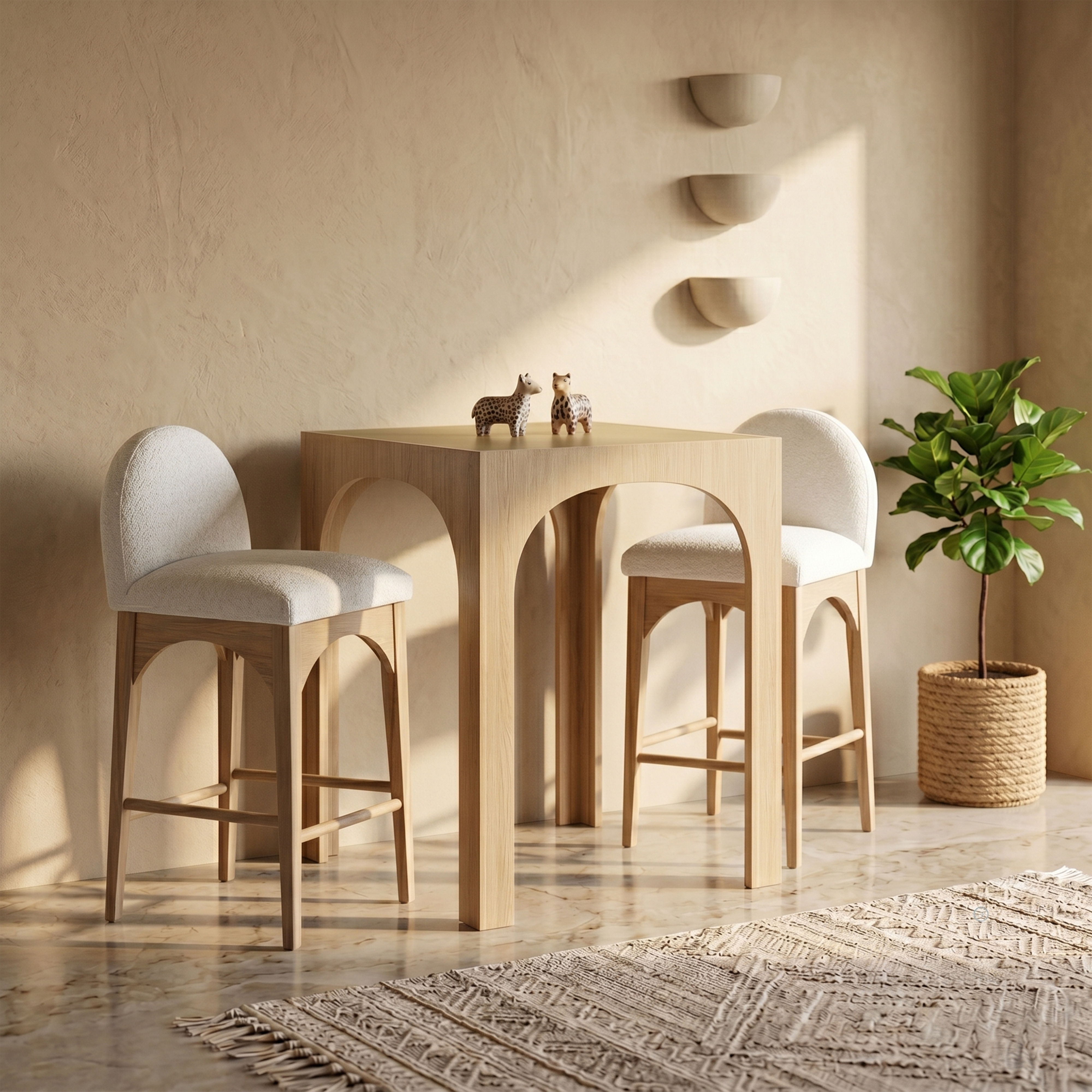 Waldorf - Tempered Glass Top Bar Height Table - Natural