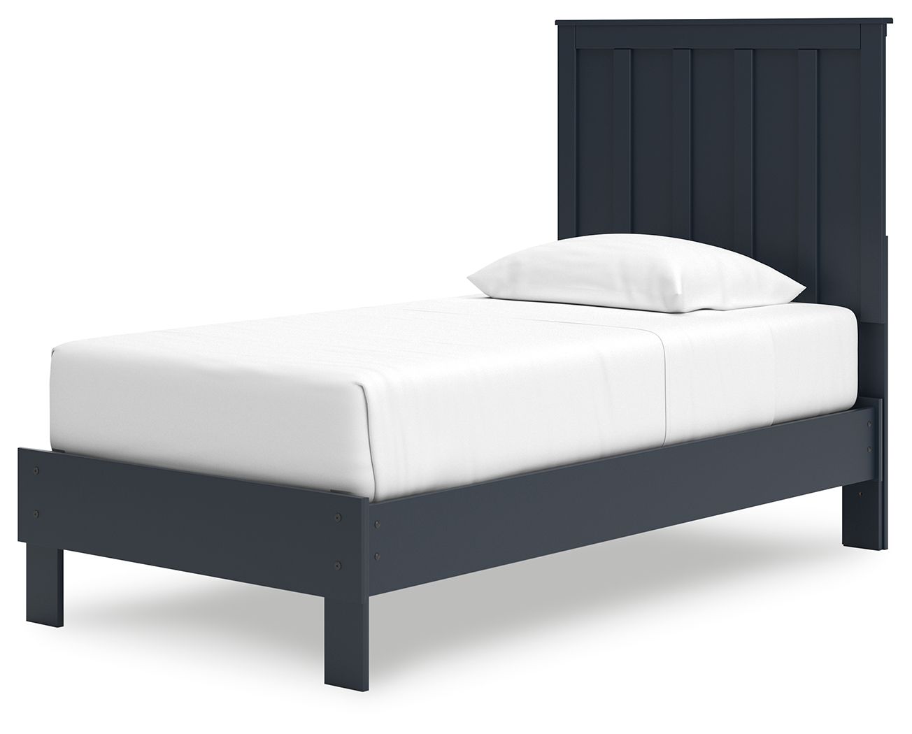 Simmenfort - Twin Platform Bed With Panel Headboard - Navy Blue