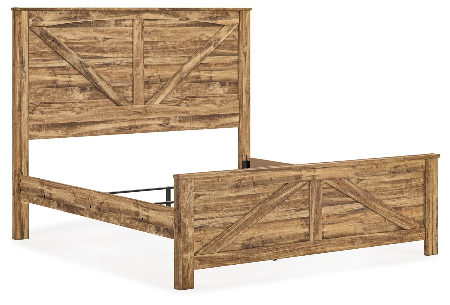 Ashley Furniture Maystonna - King Crossbuck Panel Bed - Brown - Image 5