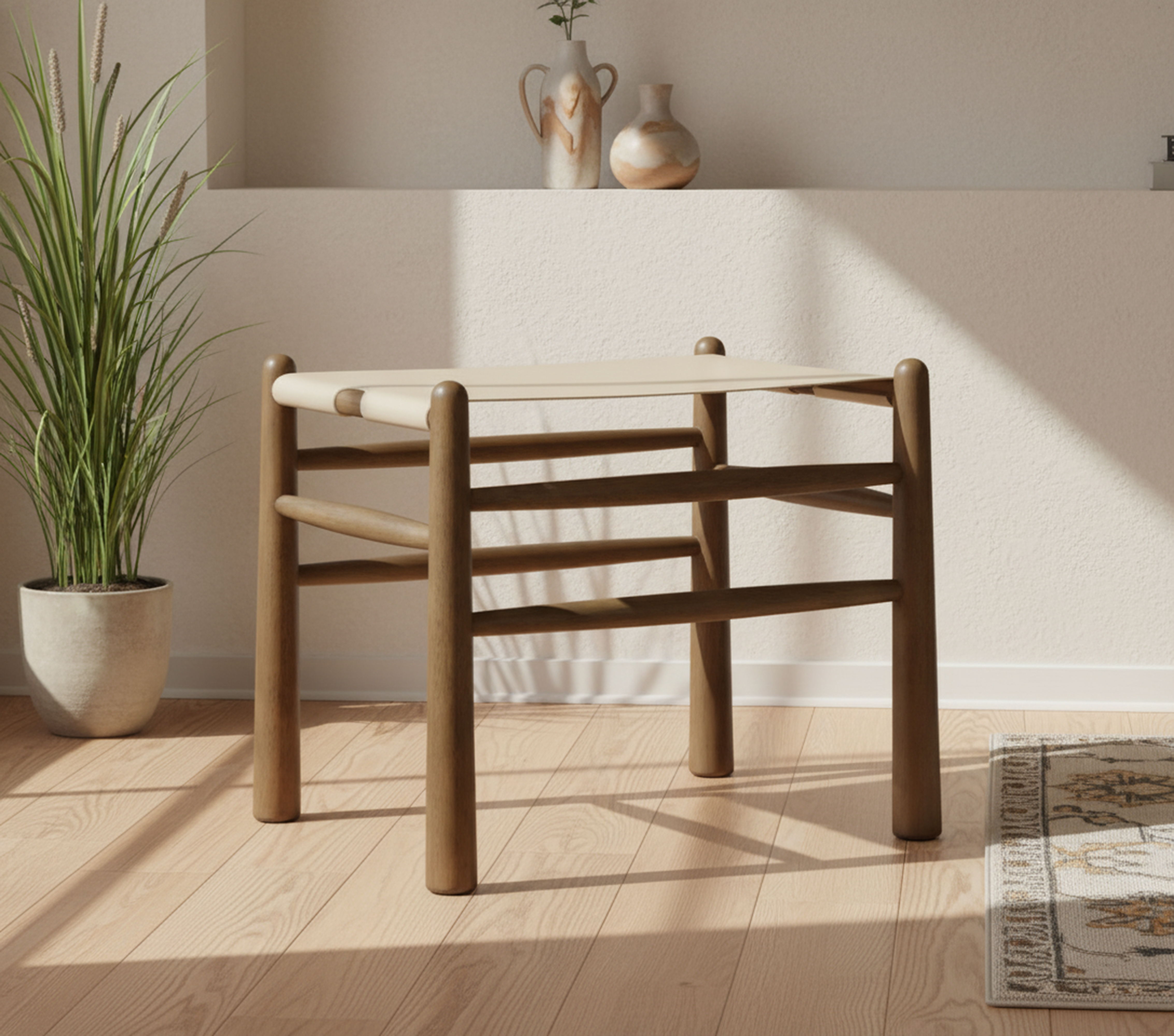 Santos - Upholstered Bench Vegan Leather - Beige