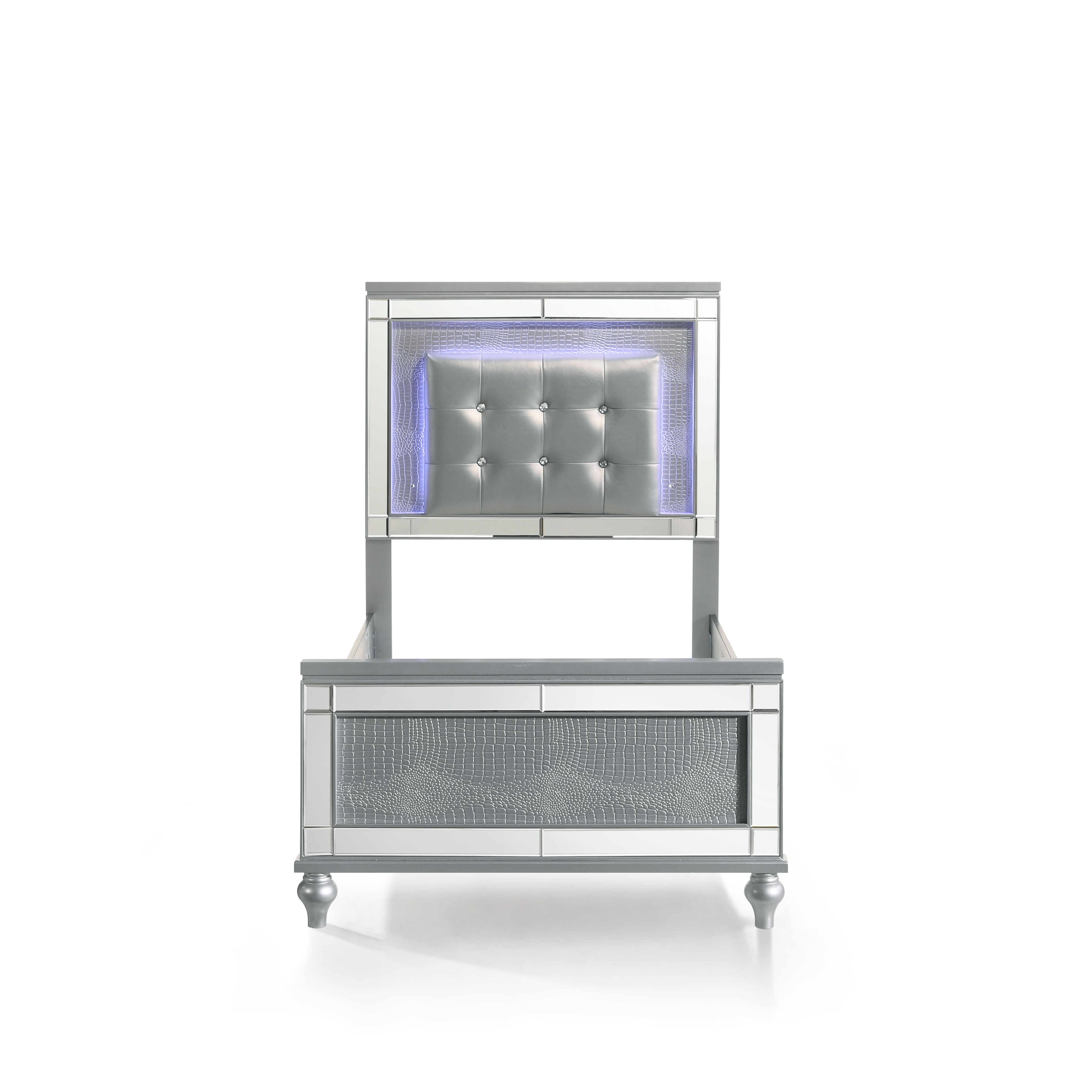 Valentino - 3/3 Twin Bed - Silver
