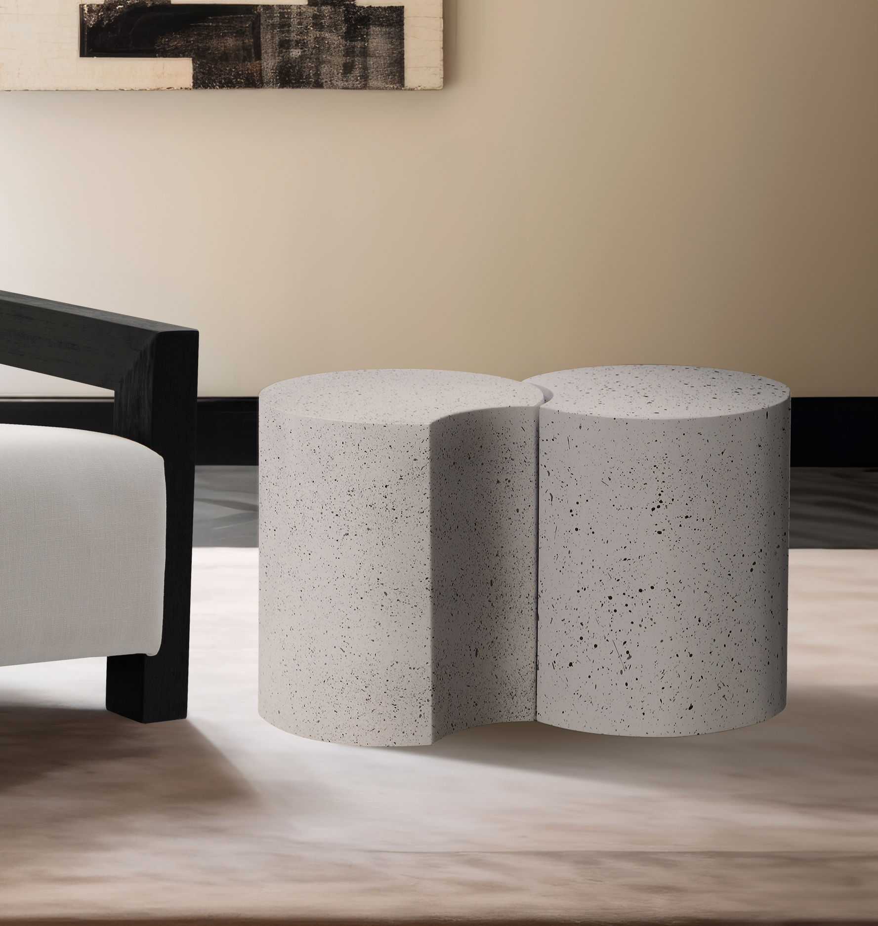 Dimple - 18" 2 Piece Modular End Table - White Terazzo