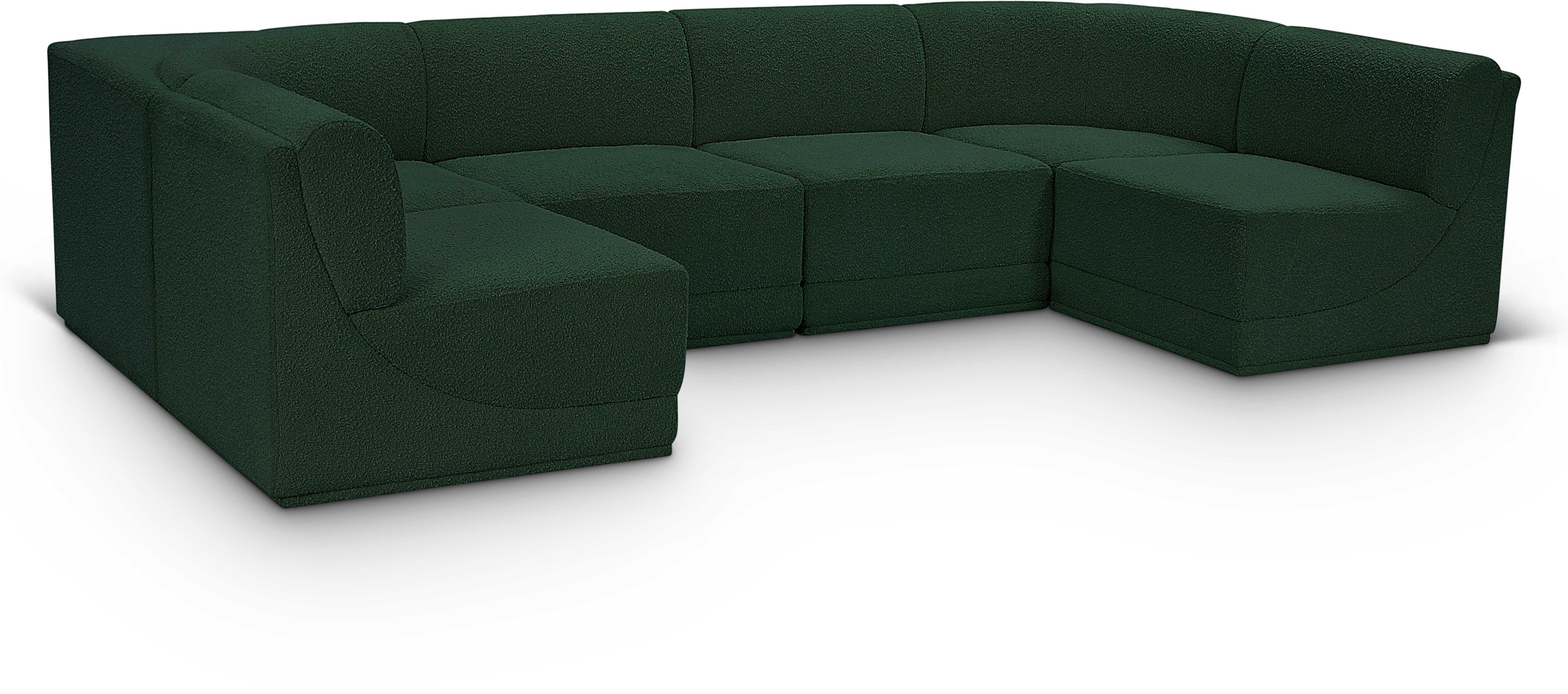 Ollie - 6 Piece Modular U-Shaped Sectional - Green