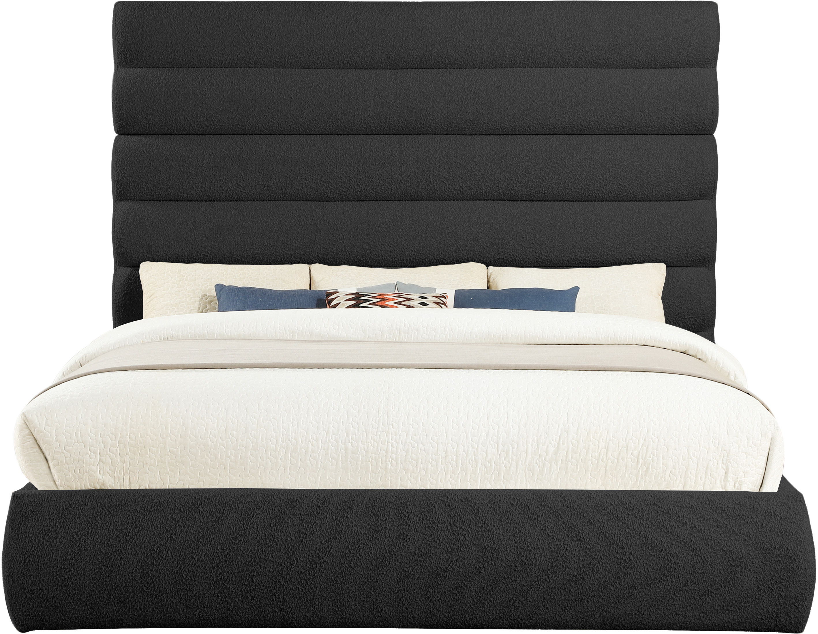 Adam - Boucle Fabric King Bed With 70.5" Headboard - Black