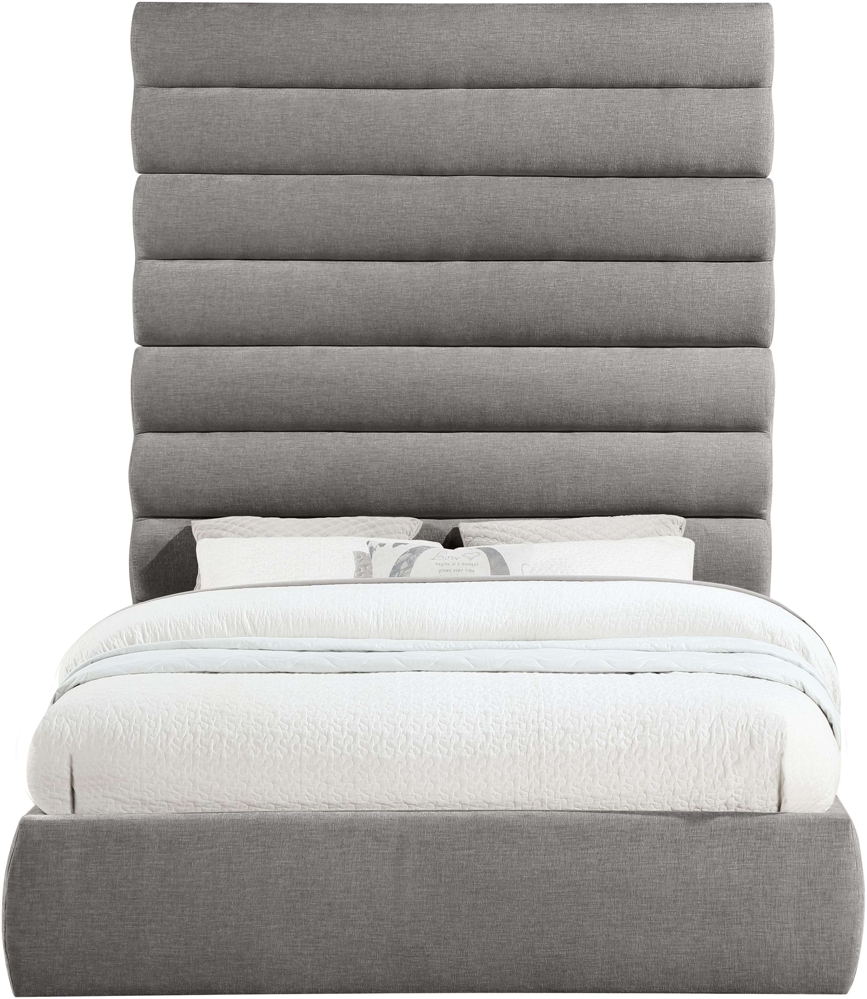 Adam - Chenille Fabric Queen Bed With 89" Headboard - Gray