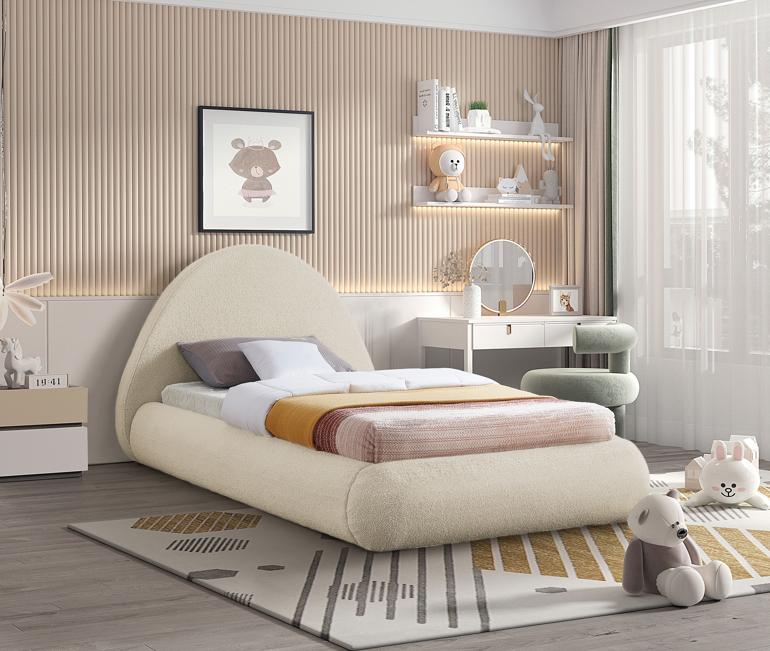 Rudy - Twin Bed - Beige