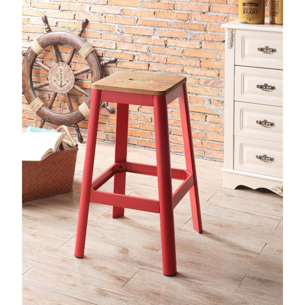 Jacotte - Bar Stool - Natural & Red, red