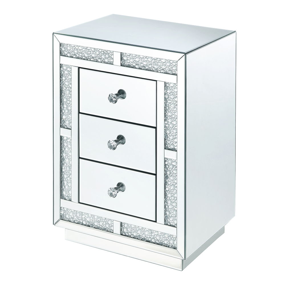 Mallika - Accent Table - Mirrored & Faux Crystals, silver, view 2