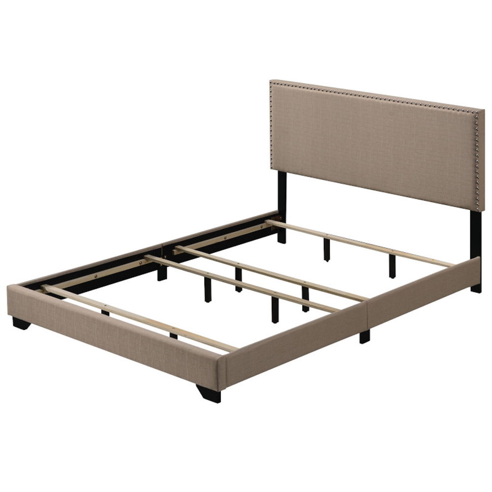 Leandros - Queen Bed - Beige Fabric, beige, view 2