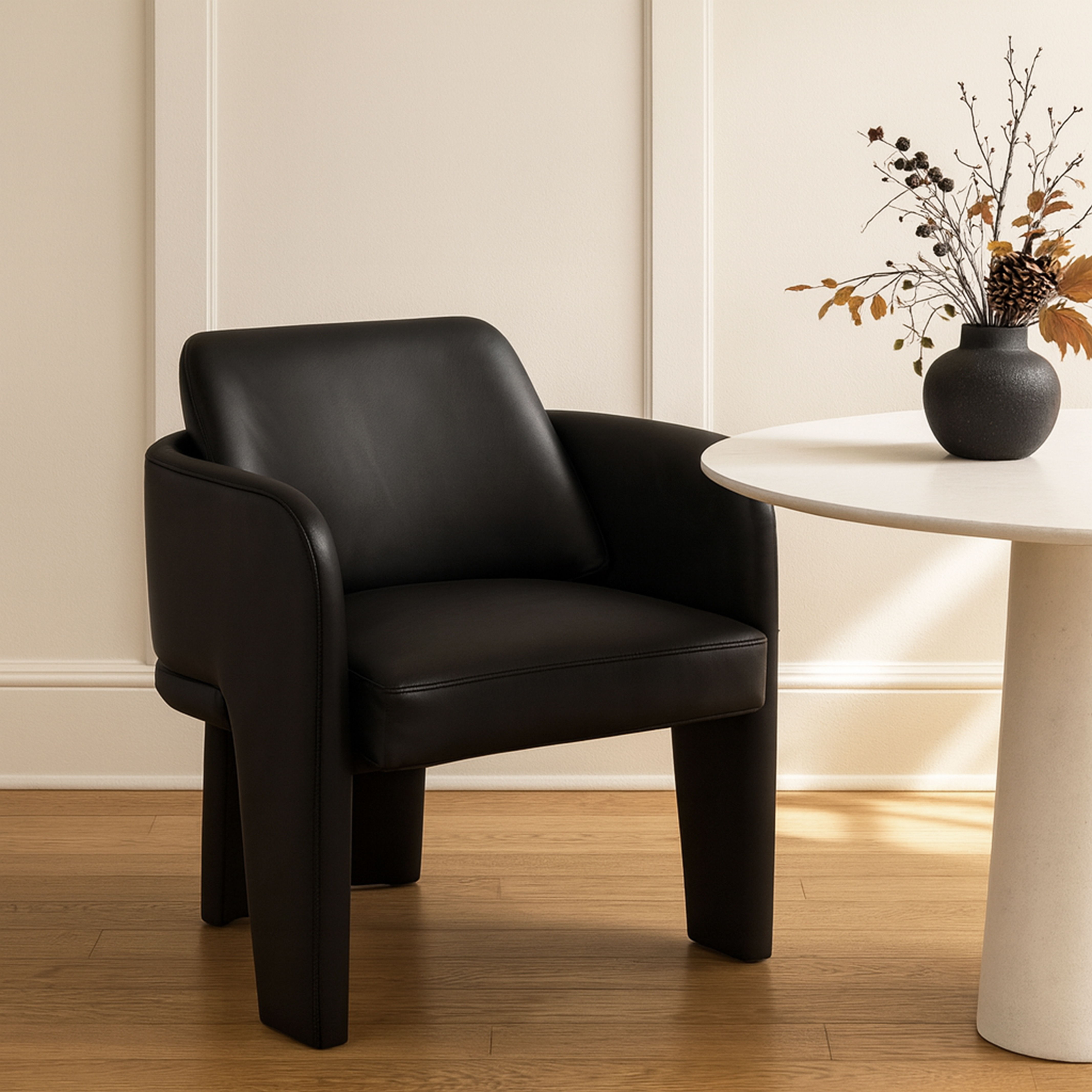 Vanda - Vegan Leather Upholstered Dining Chair - Black