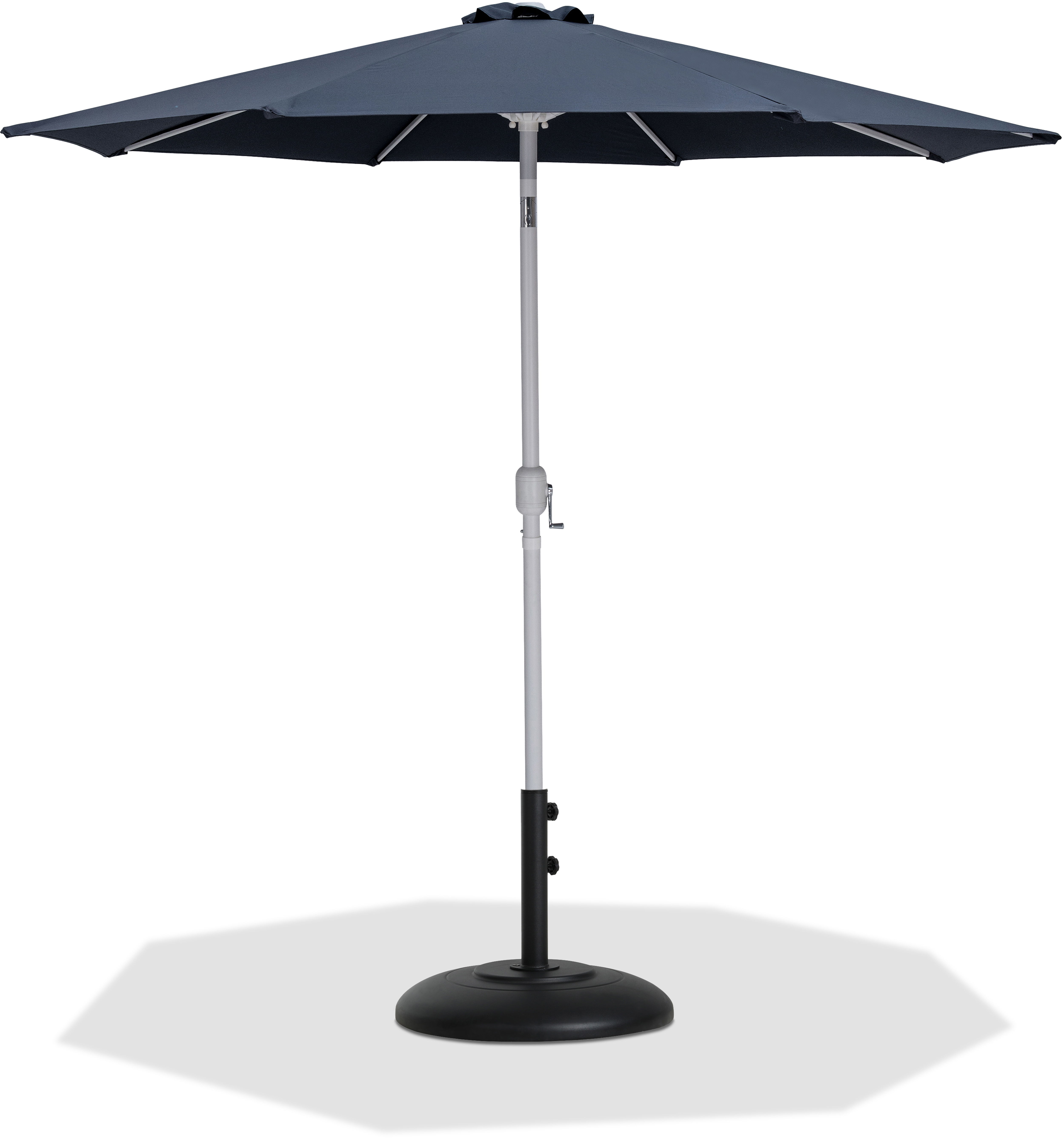 Fiji - Aluminum Patio Umbrella With Round Black And White Base - Gray