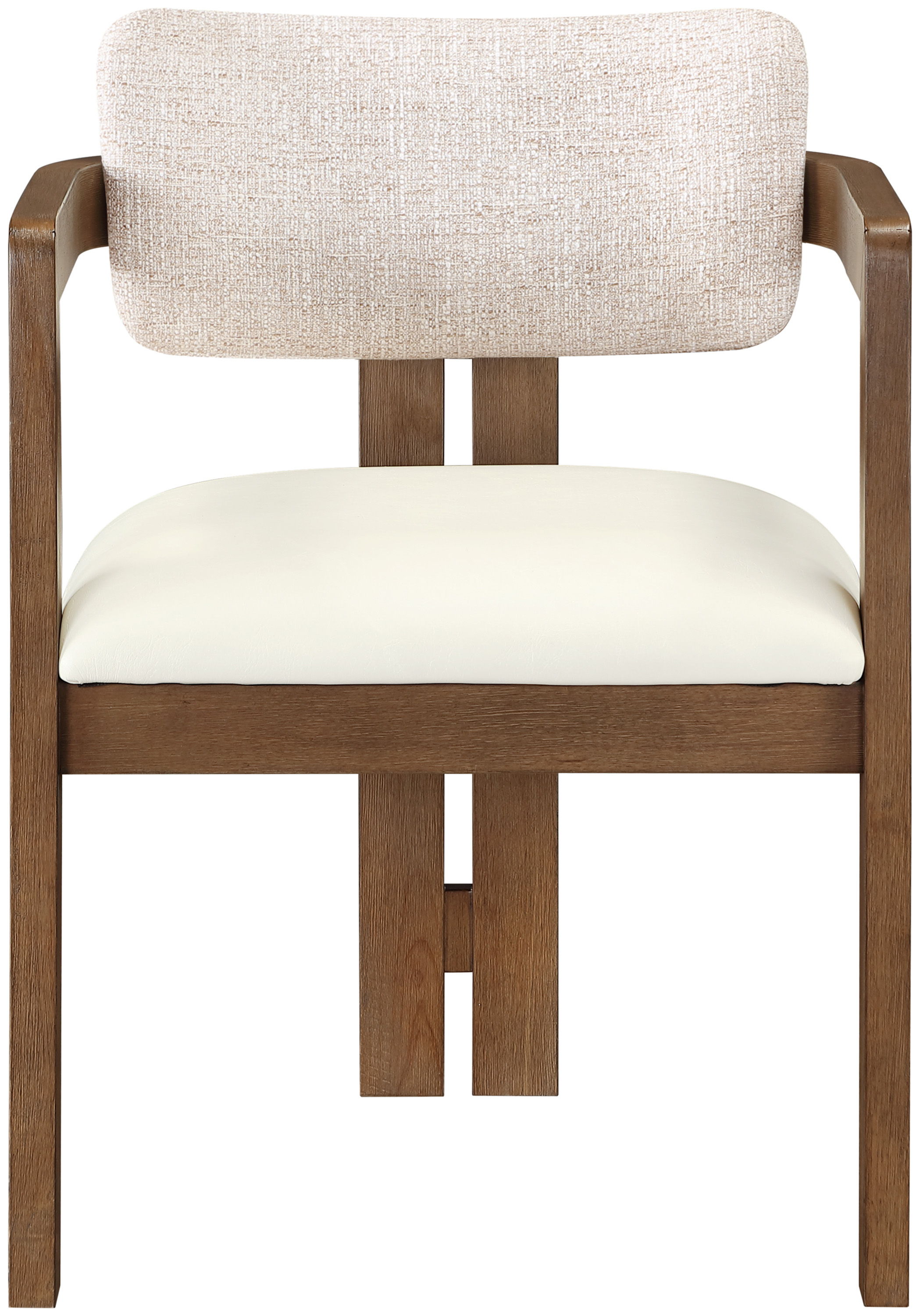 Ravina - Vegan Leather and Linen Textured Fabric Upholstered Dining Chair (Set of 2) - Beige